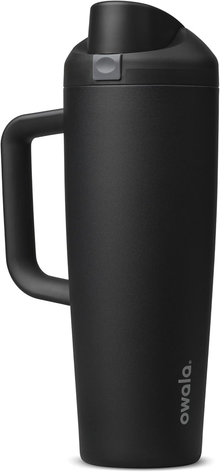 Owala FreeSip Tumbler Stainless Steel Water Bottle 30 oz Very, Very Dark