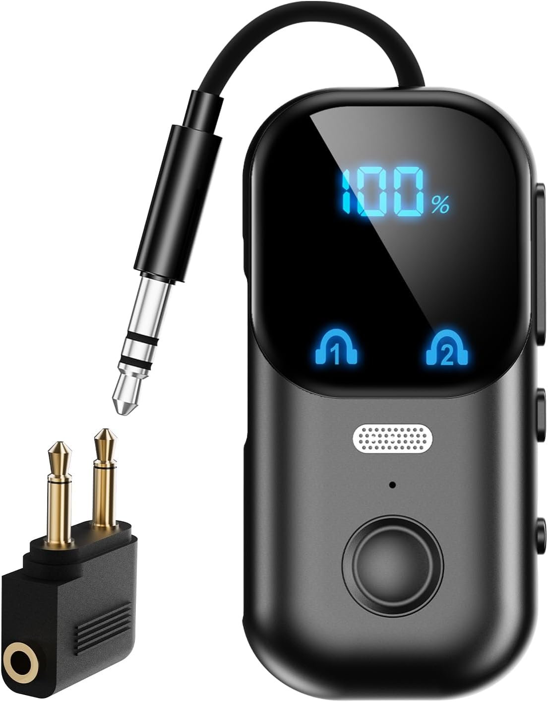 2-in-1 Bluetooth Transmitter Receiver with 3.5mm AUX for TV/Car/Airplane