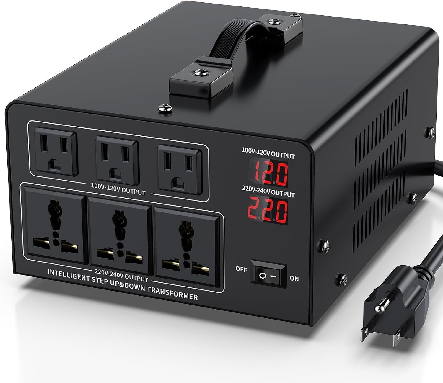 5000W Voltage Converter Transformer Step Up 110V/120V to220V/240V or Step Down 220V to 110V AC Power Converte, Circuit Breaker Protection, 3 US sockets, 3 Universal sockets, LCD Display