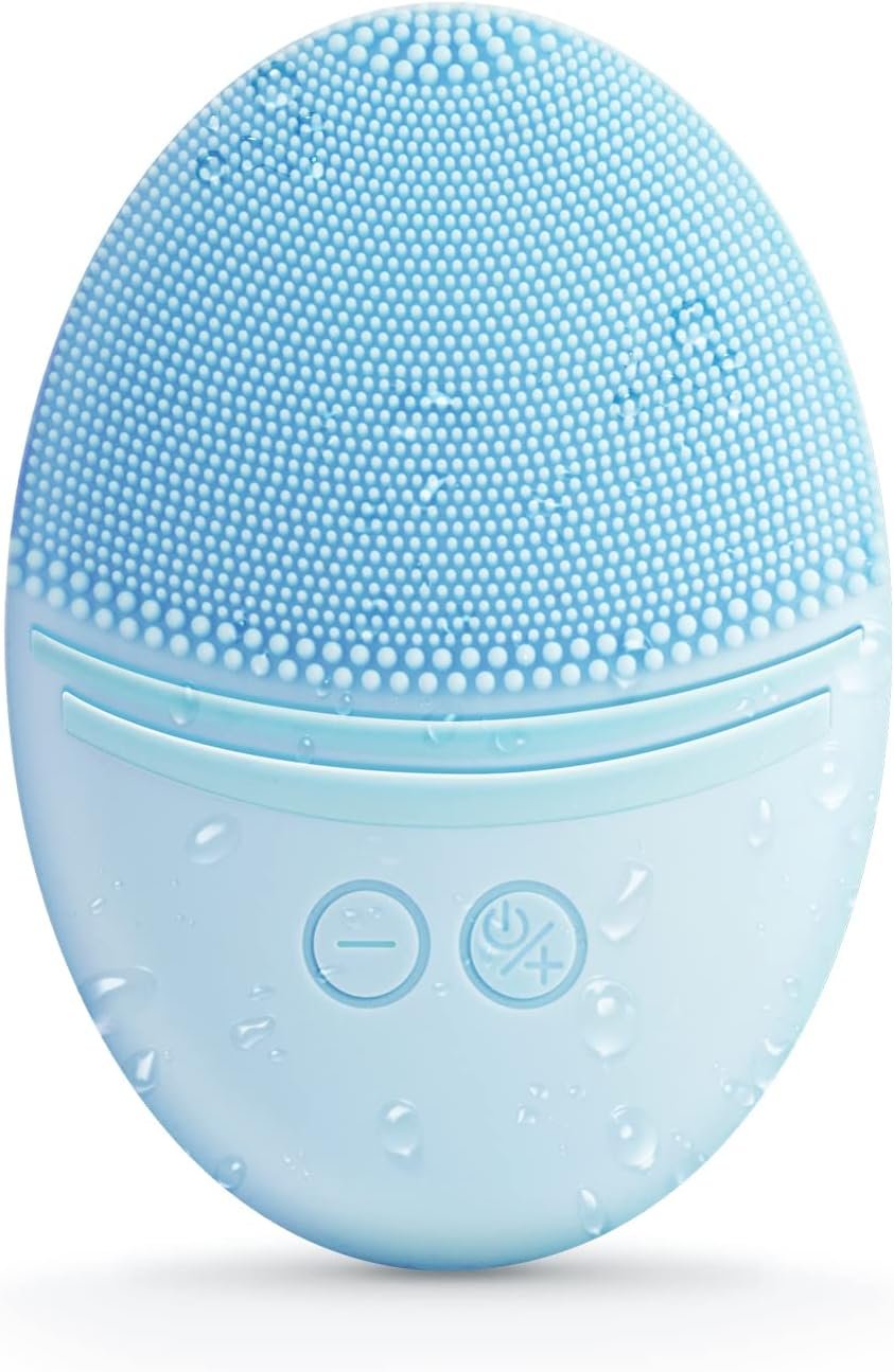 EZBASICS Silicone Facial Cleansing Brush, IPX7 Waterproof, Blue