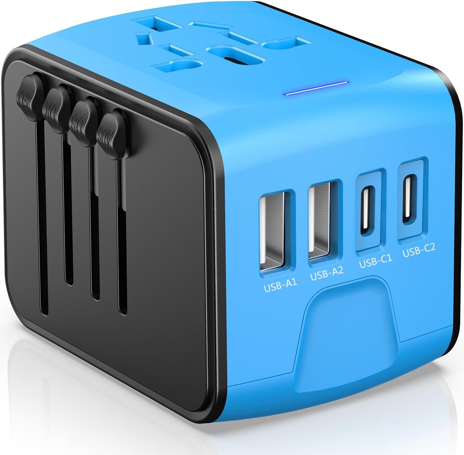 JMFONE Universal Travel Adapter, 2 USB-C & 2 USB-A Ports, 2500W AC Outlet