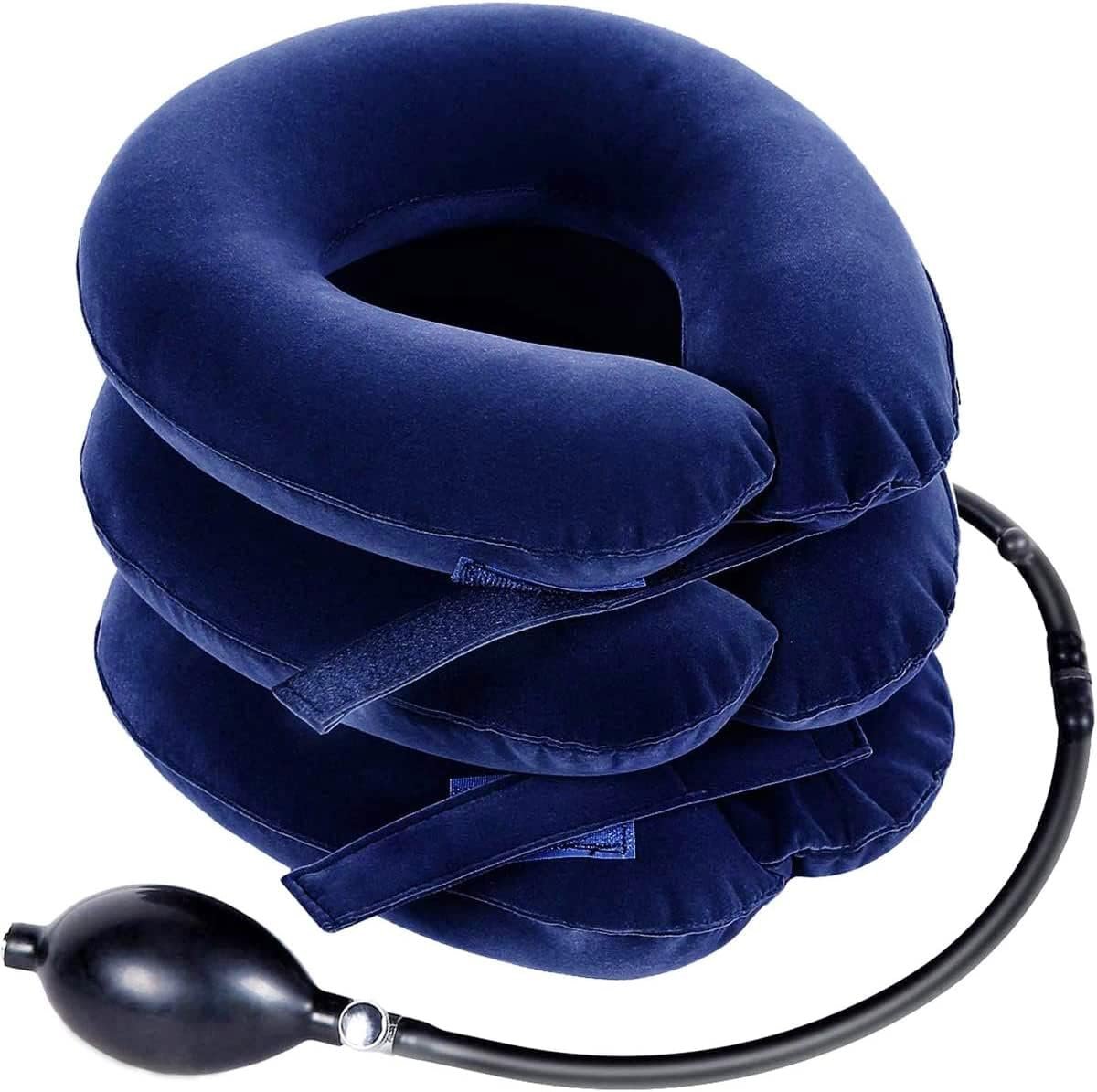 Cervical Neck Traction Device for Instant Neck Pain Relief – Inflatable & Adjustable Neck Stretcher Neck Support Brace, Best Neck Traction Pillow for Home Use Neck Decompression (Blue)