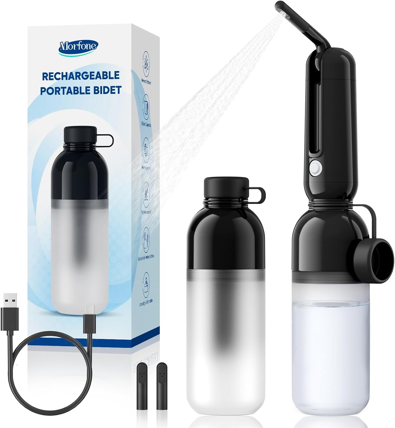 Morfone Portable Bidet for Travel 350ML Electric Handheld Sprayer