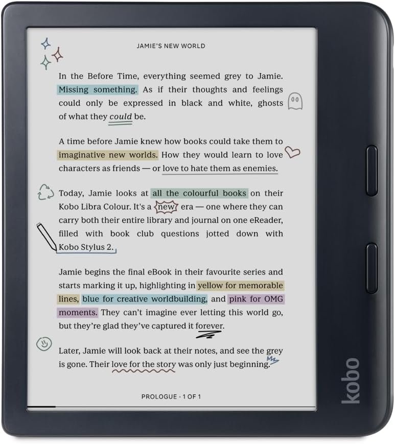 Kobo Libra Colour eReader, 7” Color E Ink, Waterproof, Black