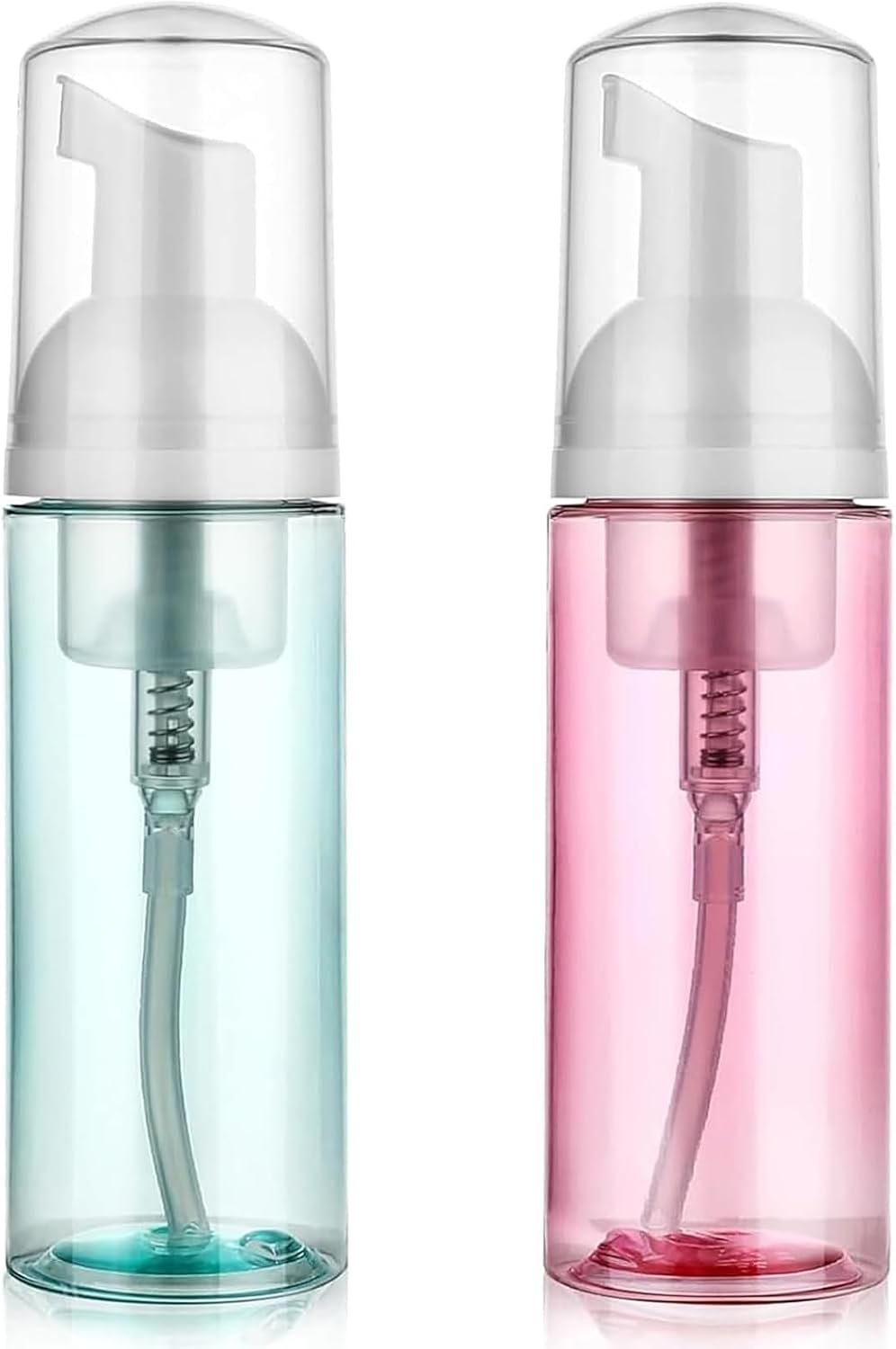 2 Pack Foam Pump Bottle Travel 60 ml/2 oz Small Size Mousse Foaming Soap Dispenser, Clear Plastic Foam Soap Dispenser Mini Empty Refillable Pump Containers(Pink&Blue)