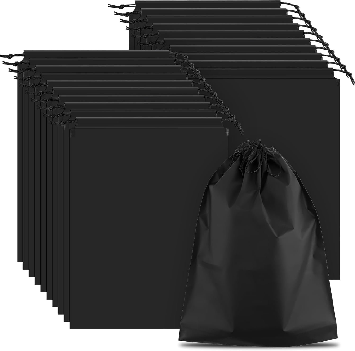 Shoe Bags for Travel, 15.7″ x 11.8″ Travel Shoe Bags for Packing, Large Waterproof Portable Drawstring Travel Shoe Storage Bag Travel Essentials Women for and Men (Black)