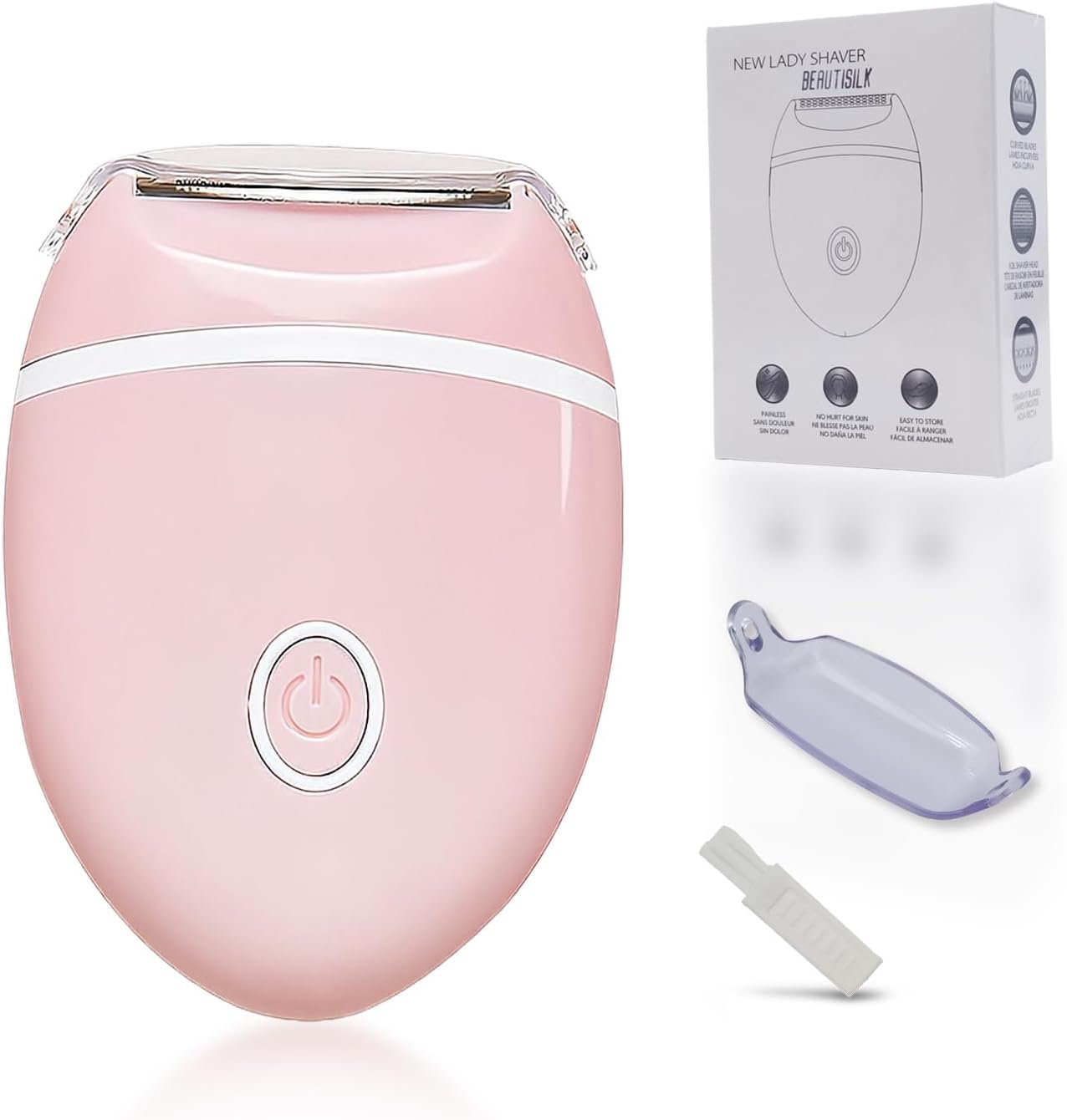 Electric Hair Shaver for Women: Compact, Cordless Wet & Dry Razor for Smooth Body & Dual Trimmers – Bikini Line and Quick, Travel-Friendly.BEAUTISILK (Pink)