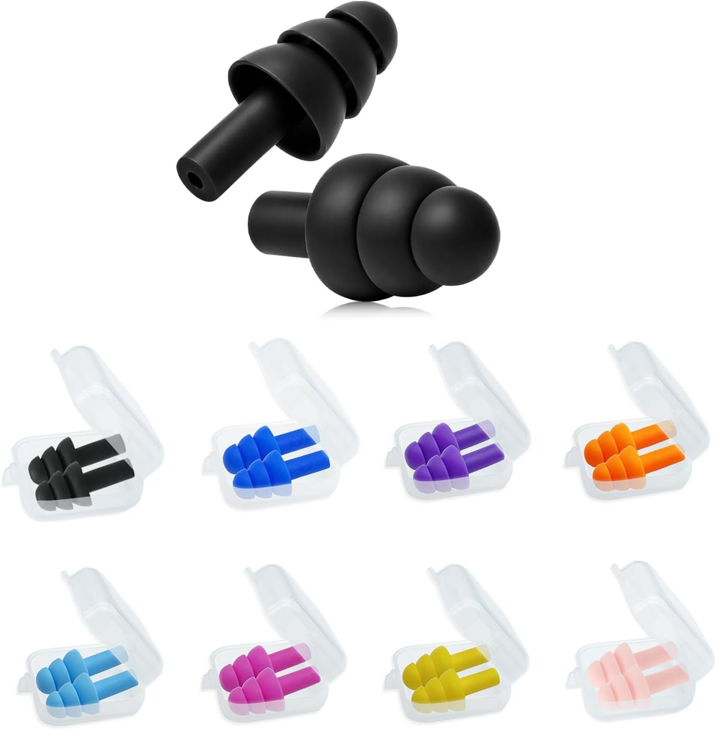 Ear Plugs for Sleeping,Reusable Earplugs for Noise Reduction,8 Pairs Silicone Earplugs Noise Canceling for Concert,Swimming,Study,Loud Noise,Snoring(8 Colors)