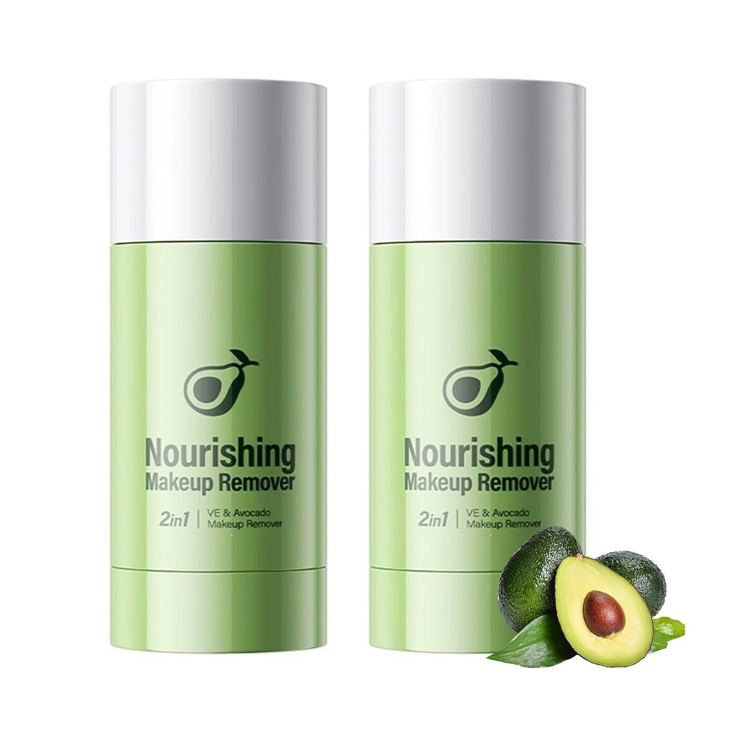 Avocado & Vitamin E Cleansing Balm Makeup Remover Stick – 2-in-1 Travel Size Solid Face Wash & Moisturizing Cleanser, Gentle Removes Waterproof Makeup for Face & Eyes, Non-Comedogenic.2PCS