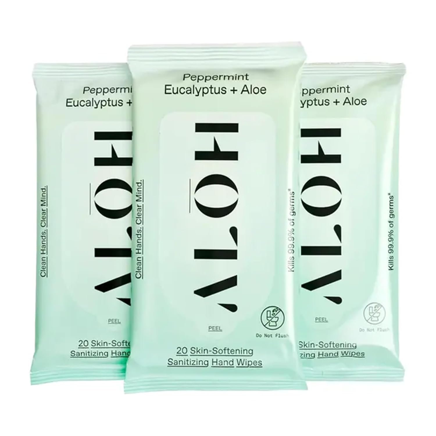 ALŌH Peppermint Eucalyptus + Aloe Hand Sanitizer Wipes, Travel Size