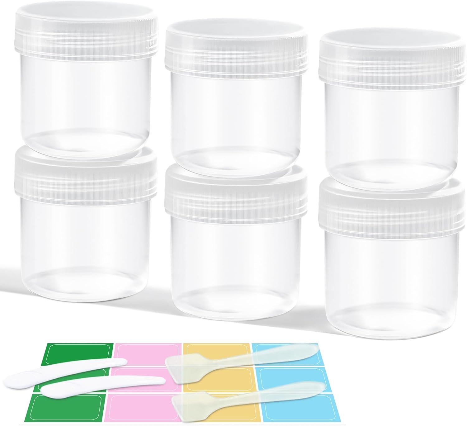 DEMORA Small Travel Containers Plastic Jars with Lids for Creams, Refillable TSA Approved Travel Size Containers for Lotion Makeup Cosmetic Toiletries Ointments, PP, BPA Free (Clear, 1.7 oz, 6 Pcs)