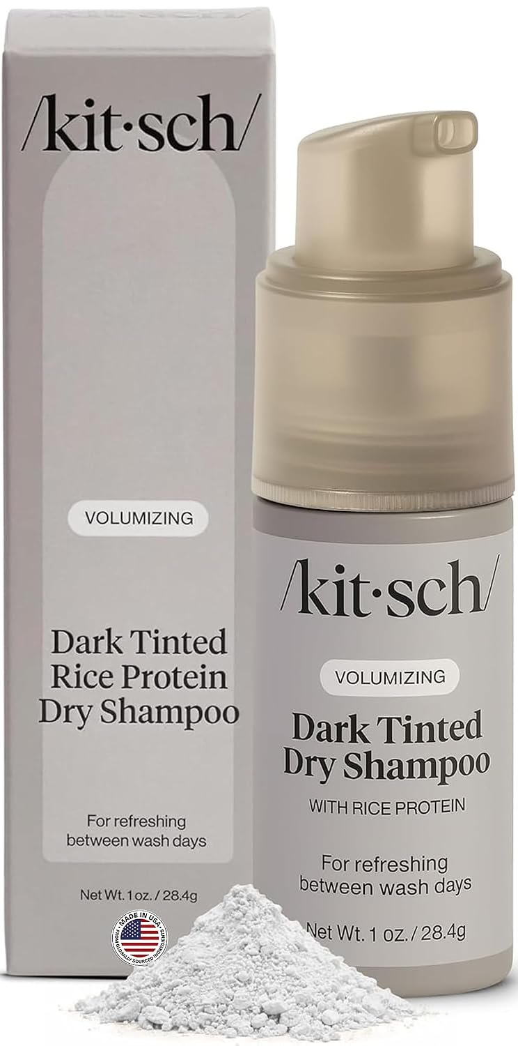 Kitsch Volumizing Rice Protein Dry Shampoo Powder Pump – Dark Tinted, 1oz