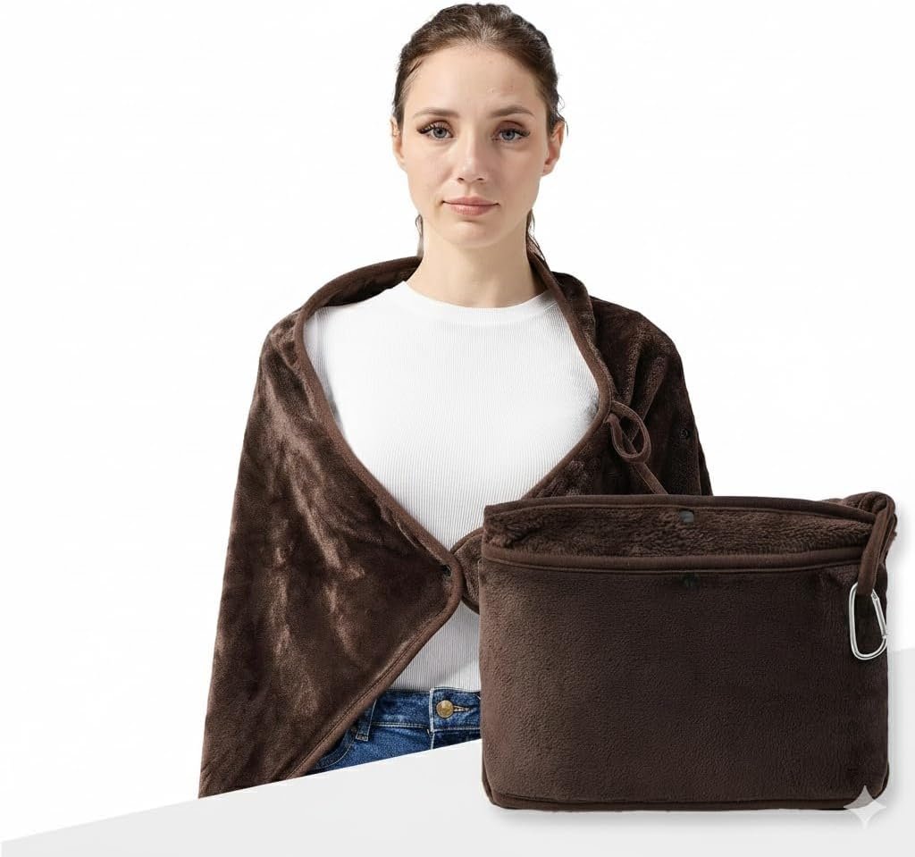 Packable Travel Throw Blanket, Coffee Brown