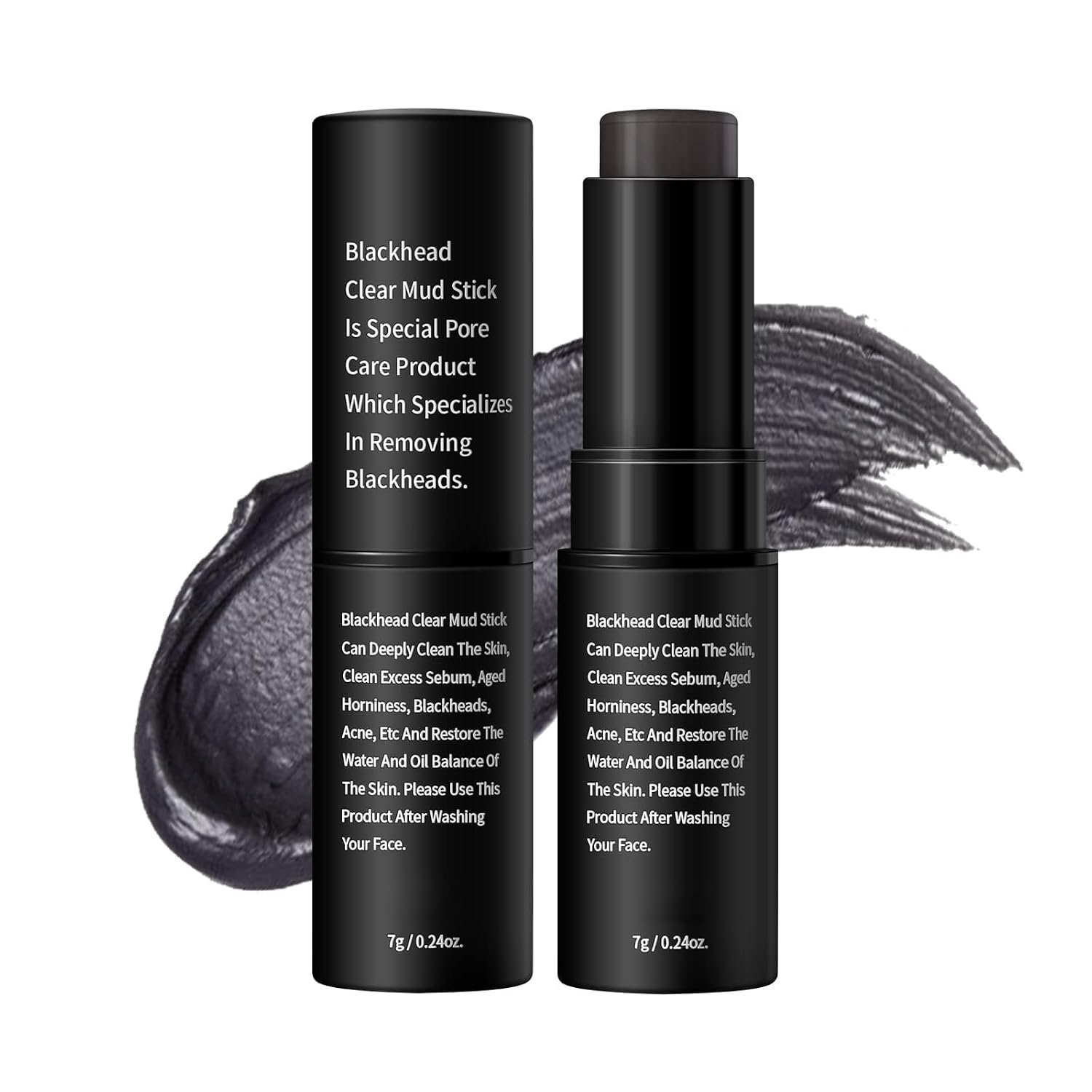 Bamboo Charcoal Blackhead Clear Mud Stick for Face, Face Scrub Removes Blackheads, Oil Control with Charcoal Extract, Facial Moisturizing, Deep Pore Cleansing Clay Mask Stick for All Skin Types