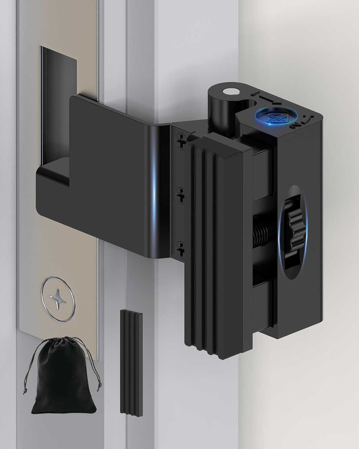 Portable Door Lock for Travel, Adjustable No Drilling Door Reinforcement Lock, Extra Latch Stopper for Hotel Room, Home Apartment, Inward Swing Door – Family & Travelers Security (Black-1PC)
