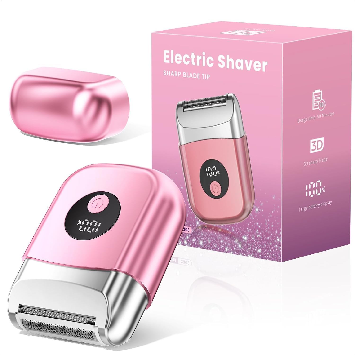 Cordless Electric Razors for Women, Travel Electric Shaver with LED Display, IPX7 Waterproof Wet Dry