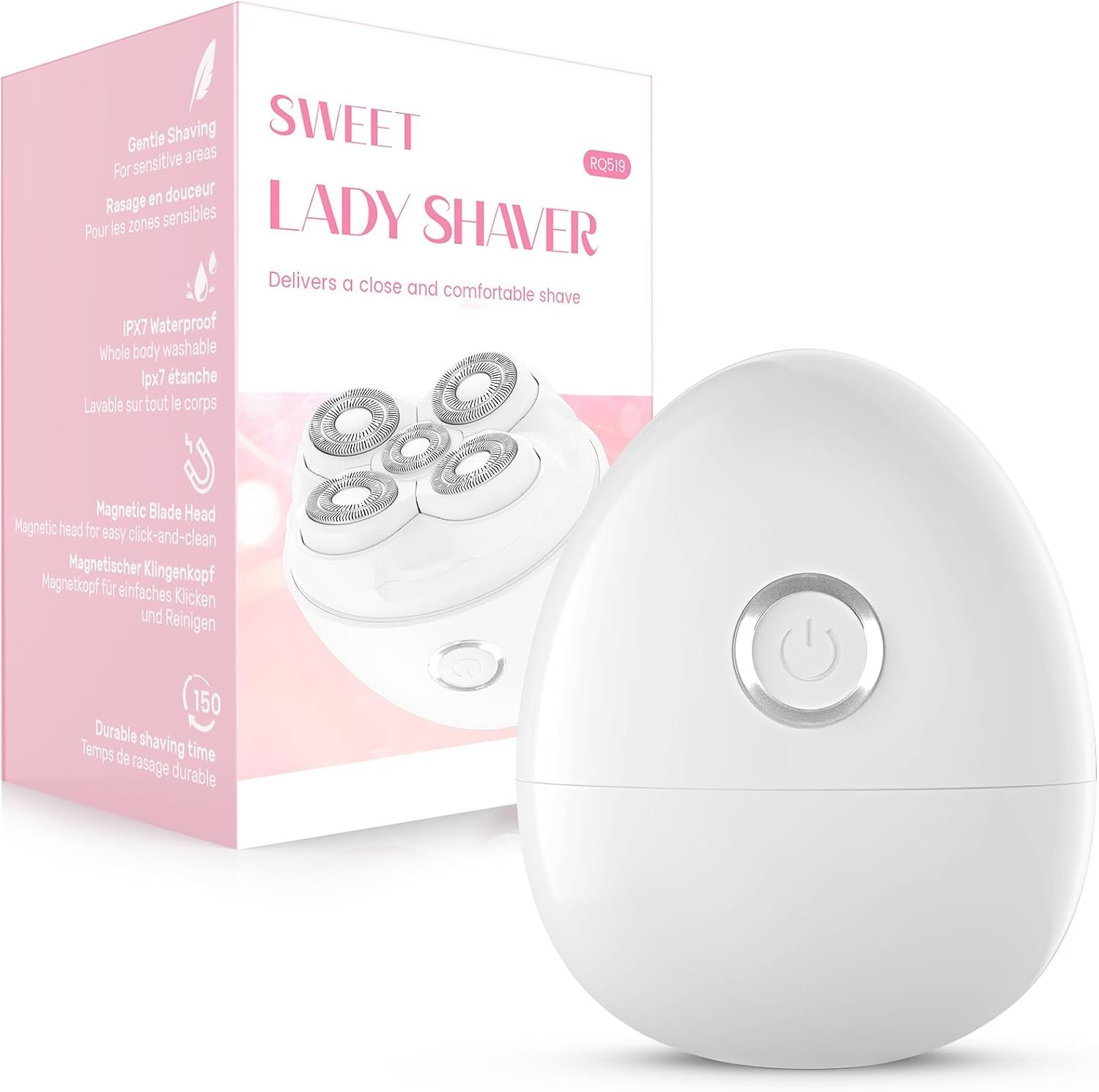 Electric Razor for Women Legs, Magnetic Rotary Shaver Special Design White