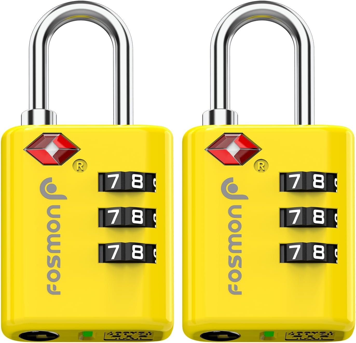 Fosmon TSA Approved Luggage Locks, Travel Locks for Luggage Suitcases, 3-Digit Combination Lock 2 Pack, Small Padlock with Inspection Alert Indicator for Travel Accessories, Gym Locker