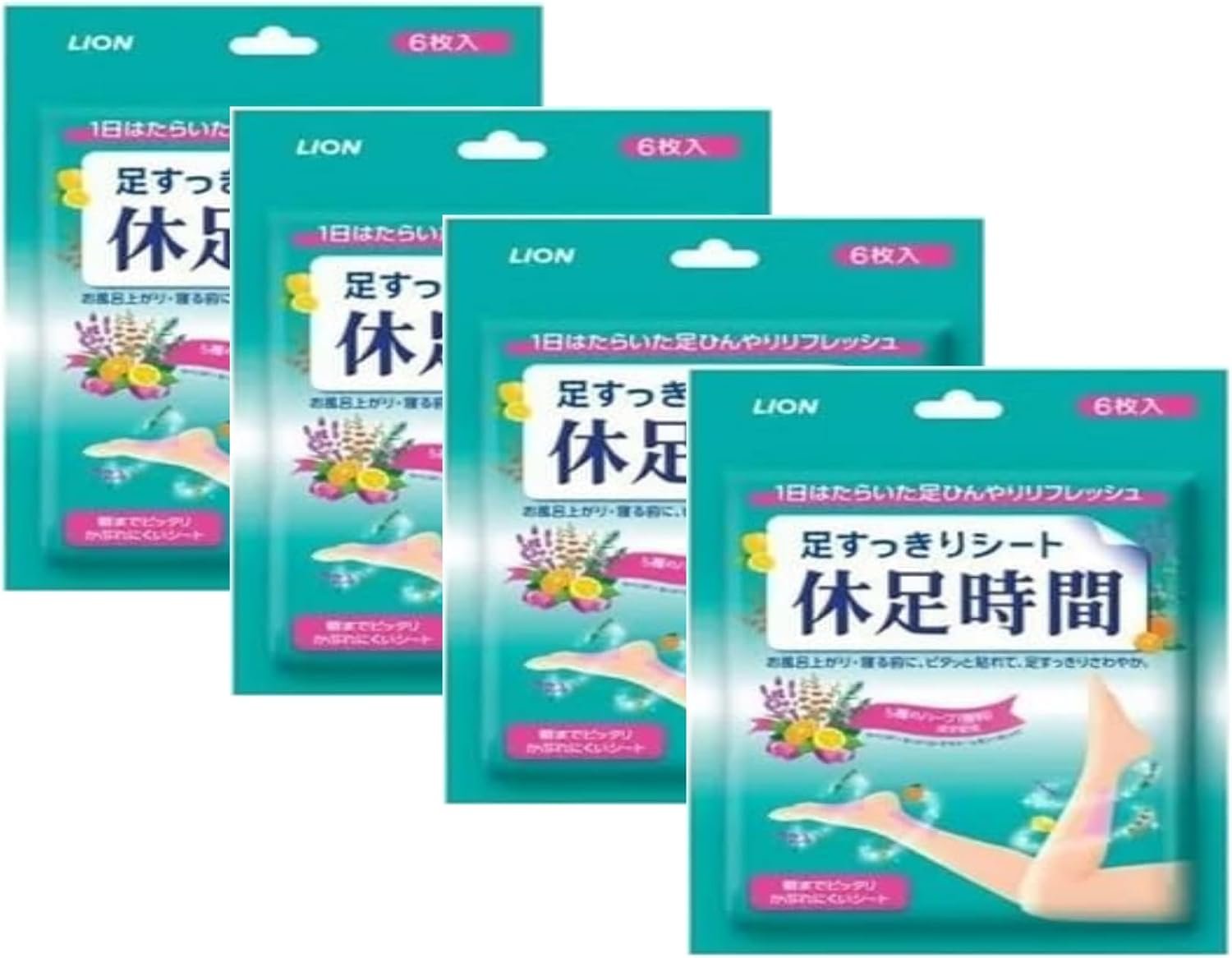 Lion Cooling Foot Patch 6 Sheets x 4 Packs, Relaxing Leg & Foot Cooling Sheets
