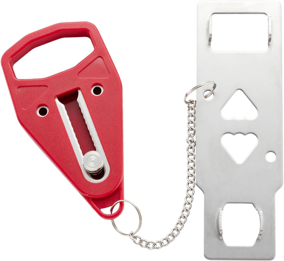 Portable Travel Door Lock, No Tool Hotel Door Latch, Red, 1 Pack