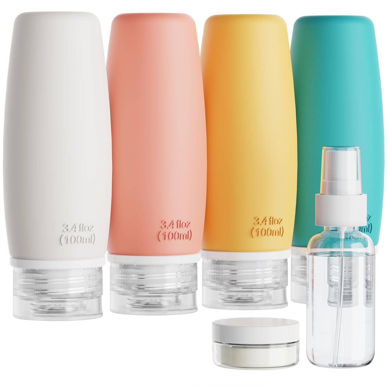 PACKISM 6 Pack TSA Approved Travel Bottles Set – 3.4 oz Silicone Containers