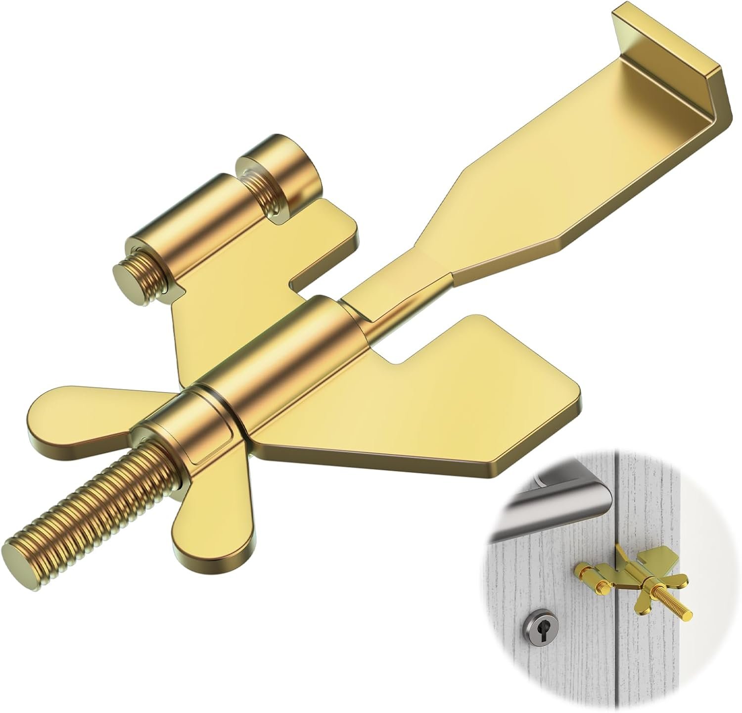 1 PCS Gold Portable Door Lock,Heavy-Duty Portable Door Lock for Home, Travel, Hotels, Apartments