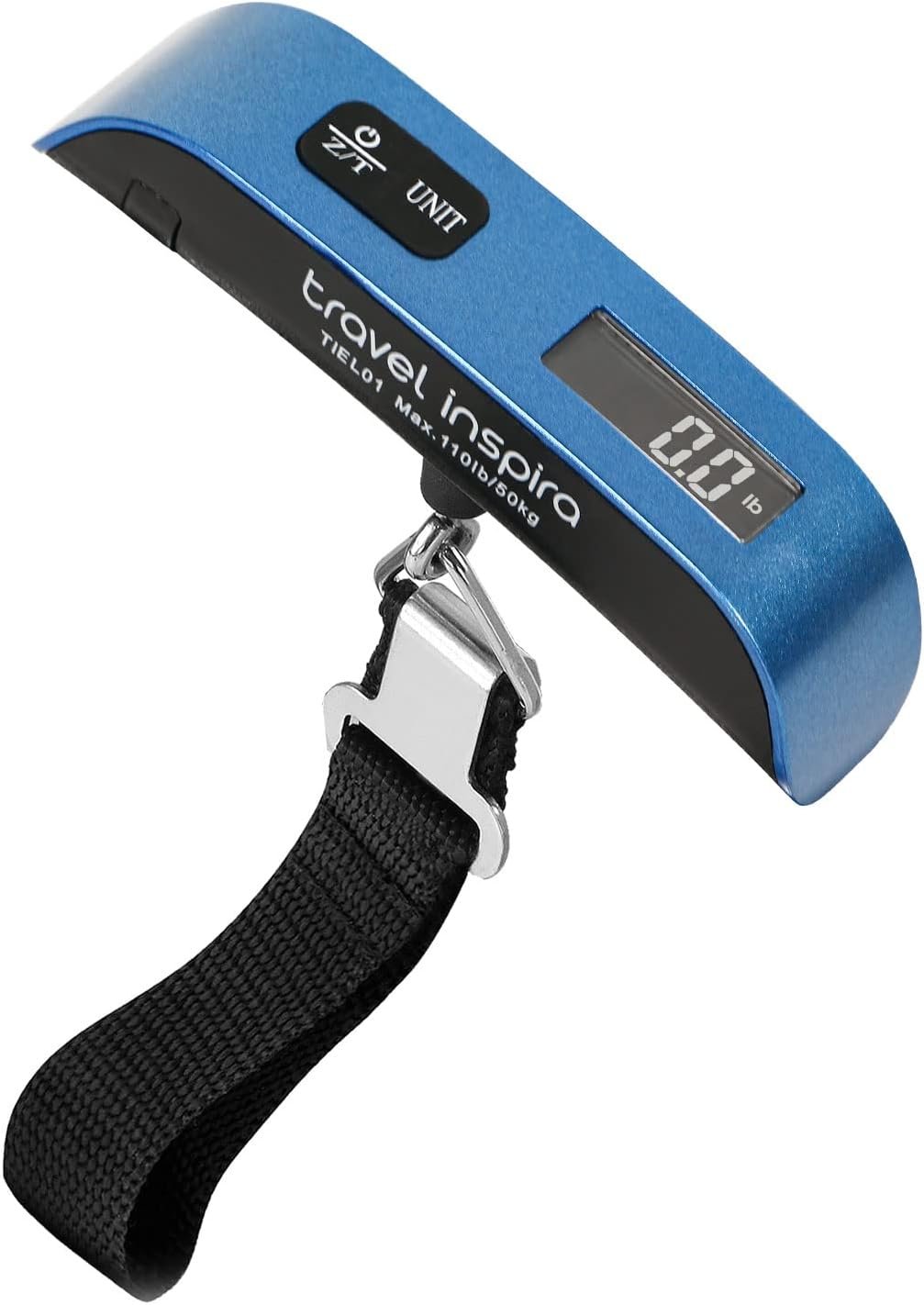 travel inspira Digital Luggage Scale – Portable Hanging Suitcase Weight Scale for Travel, 110 lb Capacity, Backlit LCD Display, Prevents Airport Overweight Fees, Battery Included