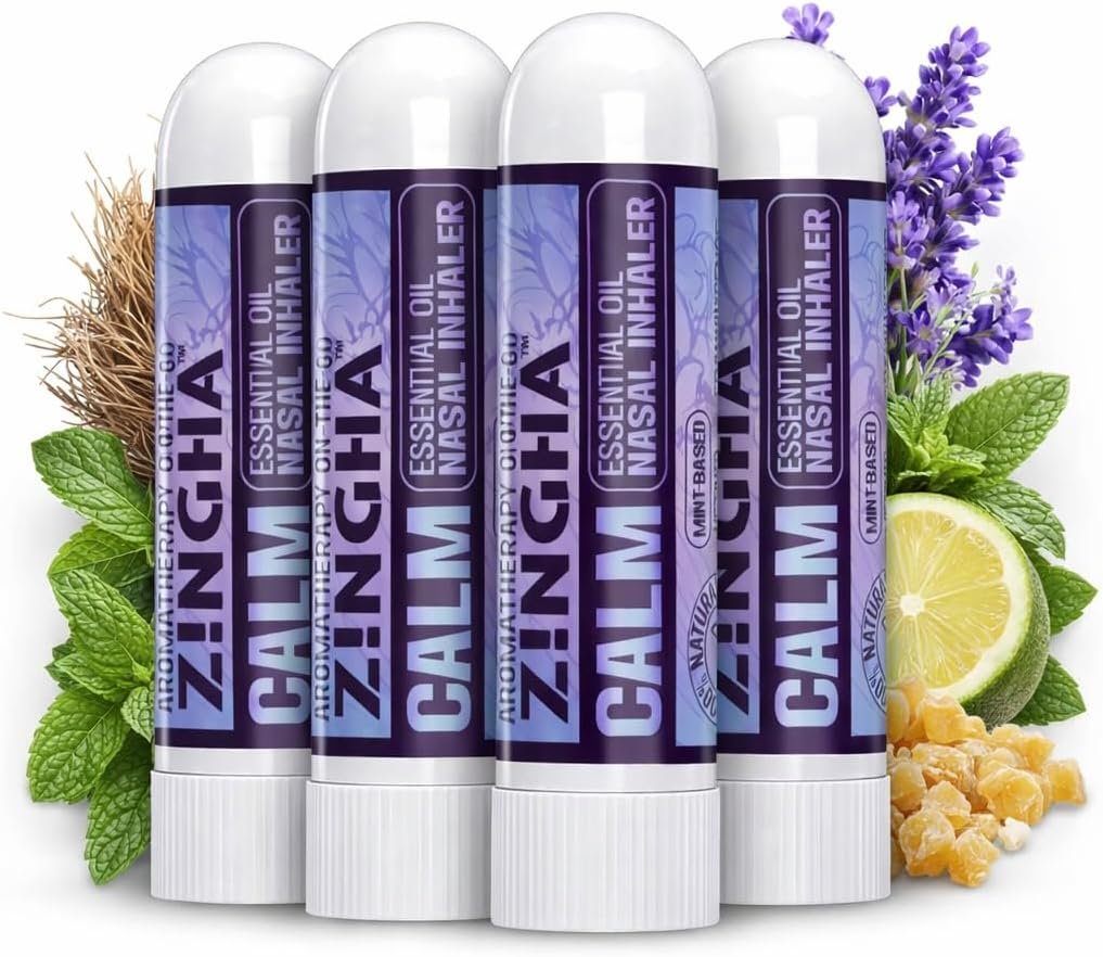 Z!NGHA Natural Aromatherapy Nasal Stick Boost Focus & Enhance Breathing | Portable Sinus Relief & Relaxation Nasal Inhaler Stick | Essential Oil Blend for Stress and Congestion (Calm)