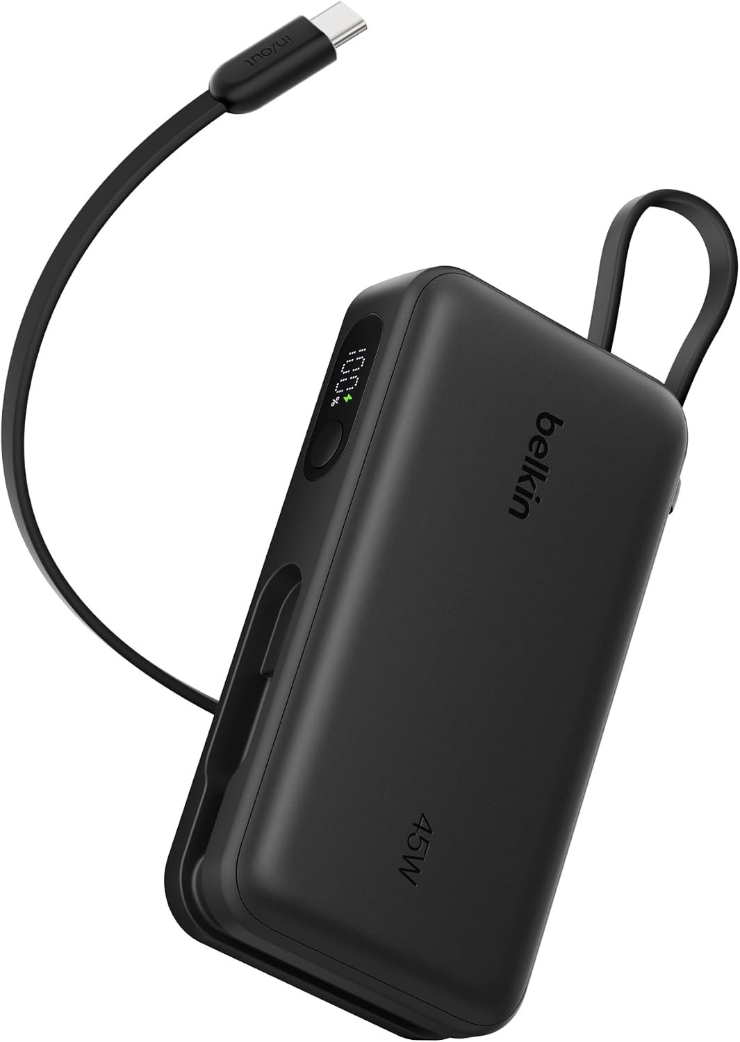 Belkin 10000mAh 45W Portable Charger Power Bank, Integrated USB C Cable