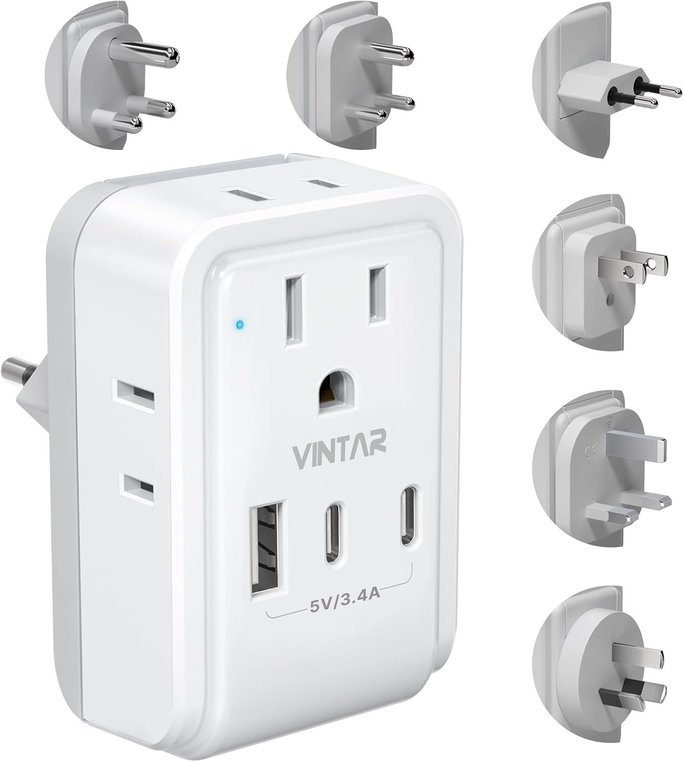 VINTAR Universal Travel Adapter Kit, Type A,C,G,D,I,M Detachable Plug