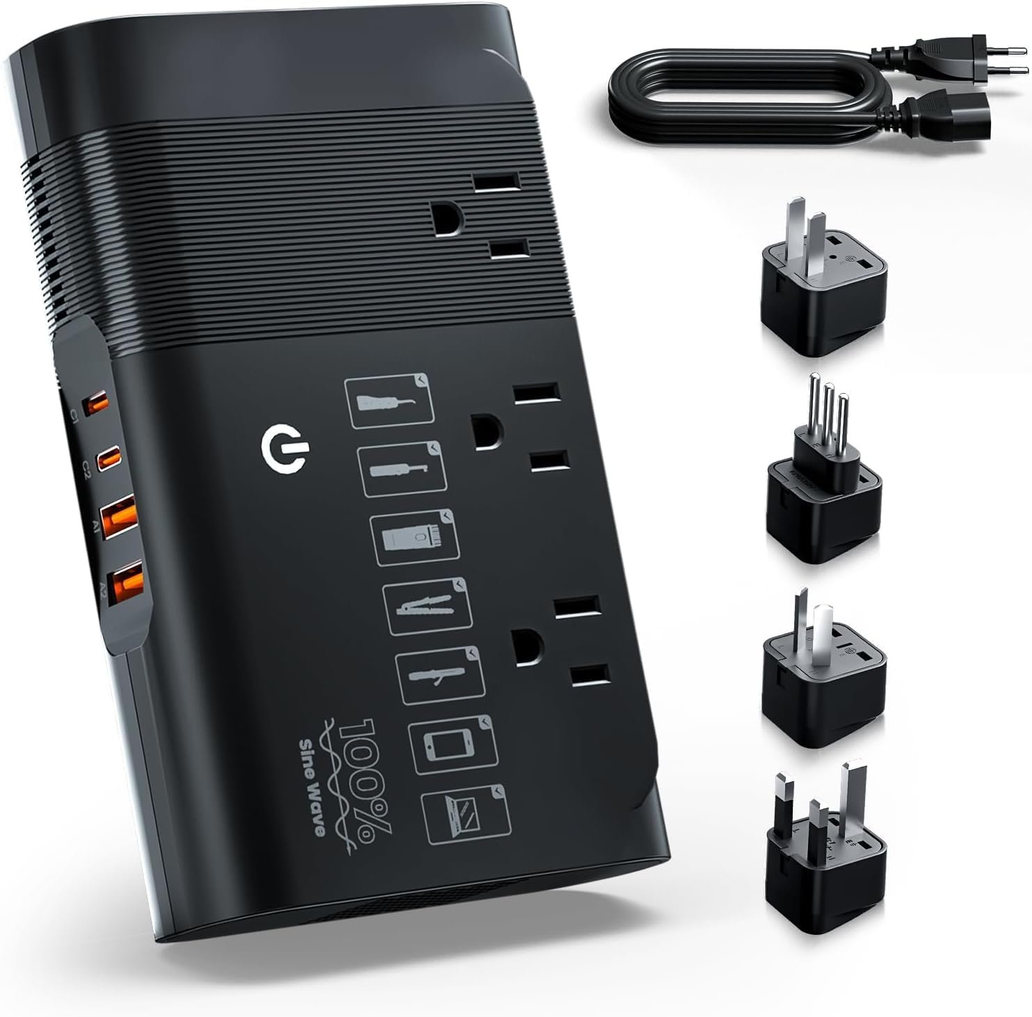 DOACE 500W 220V to 110V Pure Sine Wave Voltage Converter, Black