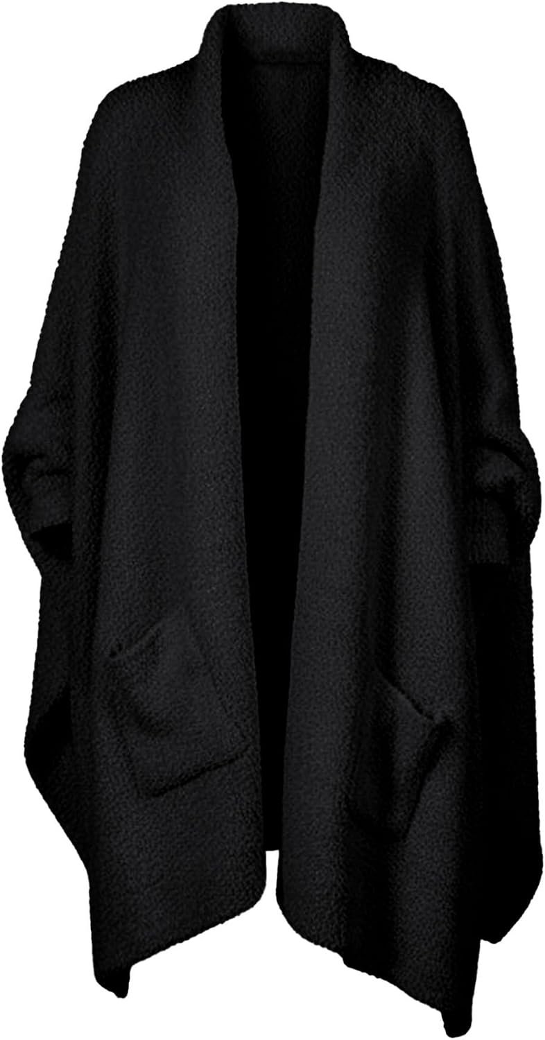 Wearable Blanket Sherpa Poncho Unique Office Work Warm Cozy Shawl TV Throw Blankets, Plush Cape Wrap for Adults