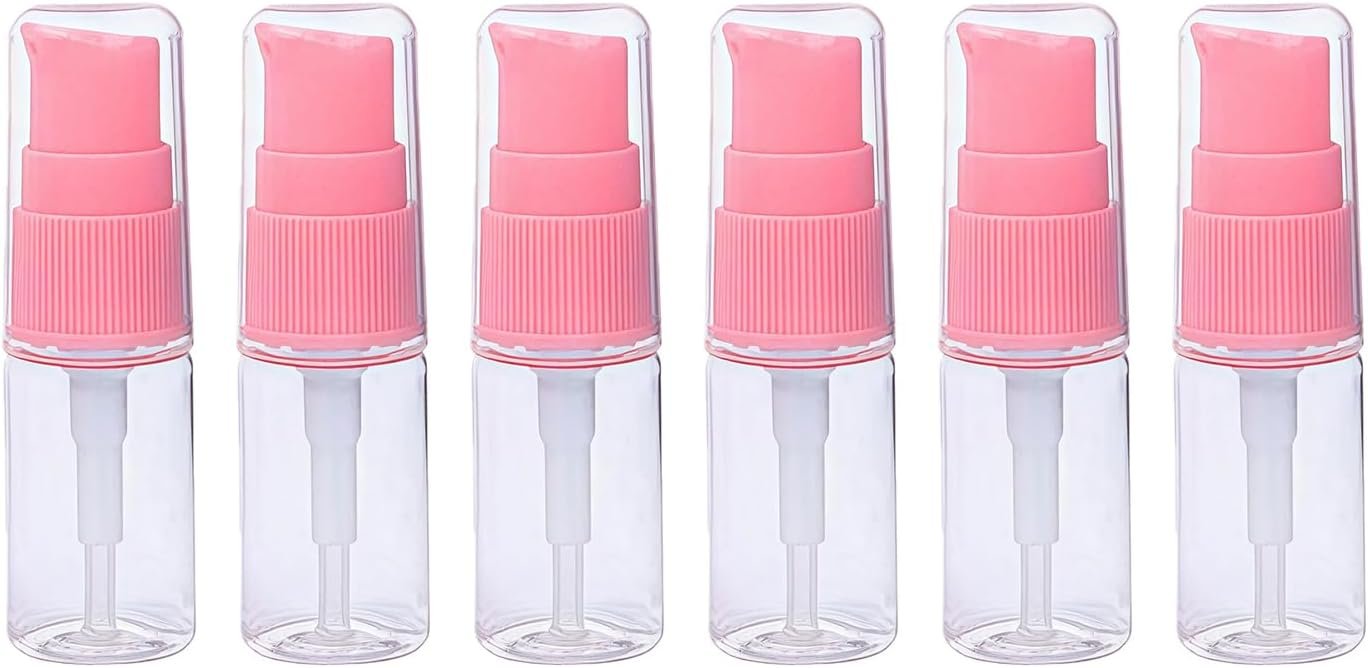 erioctry 10ML Portable Empty Refillable Bottle Cream Shampoo Lotion Treatment Pump Bottle with Cap Travel Bottles Toiletries Liquid Container for Cosmetic Make-up Pack of 6