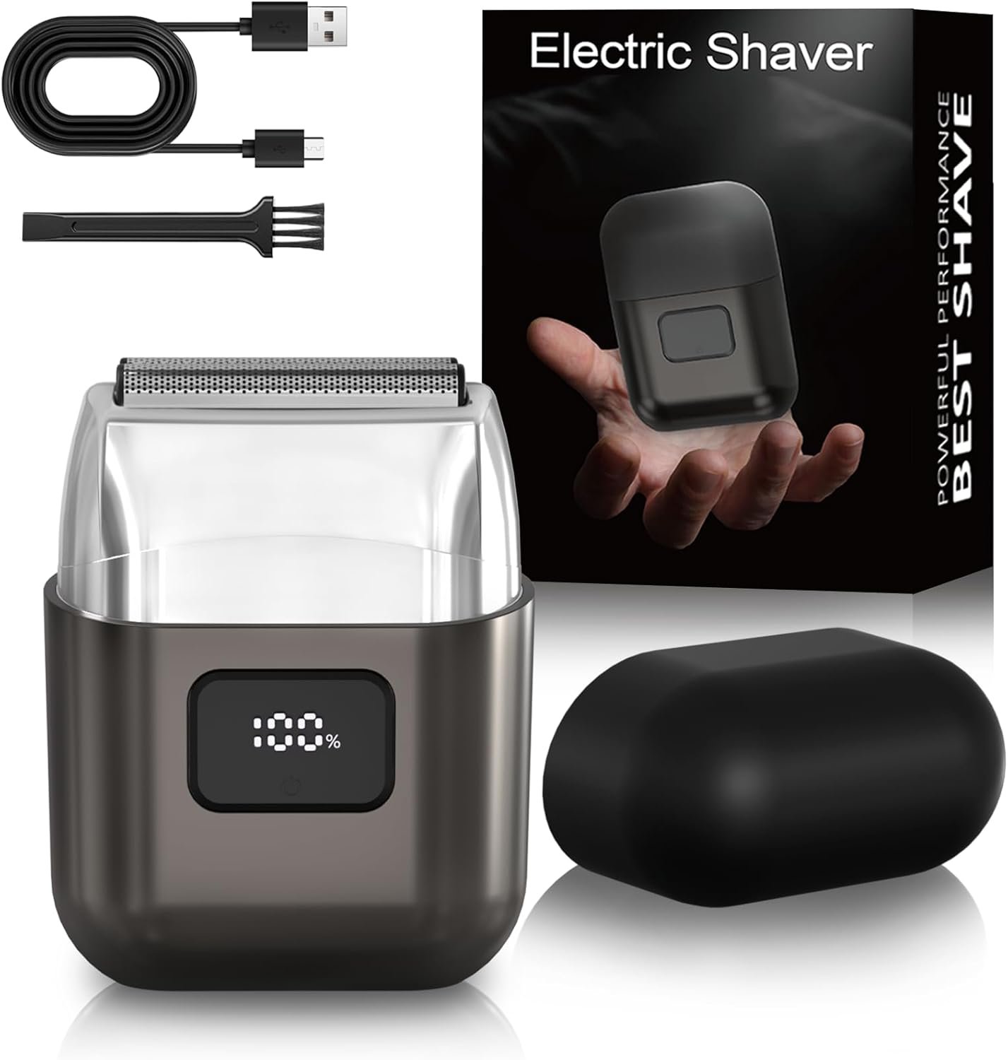 Electric Foil Shaver for Men, Mini Face Razor, 3 Floating Blades