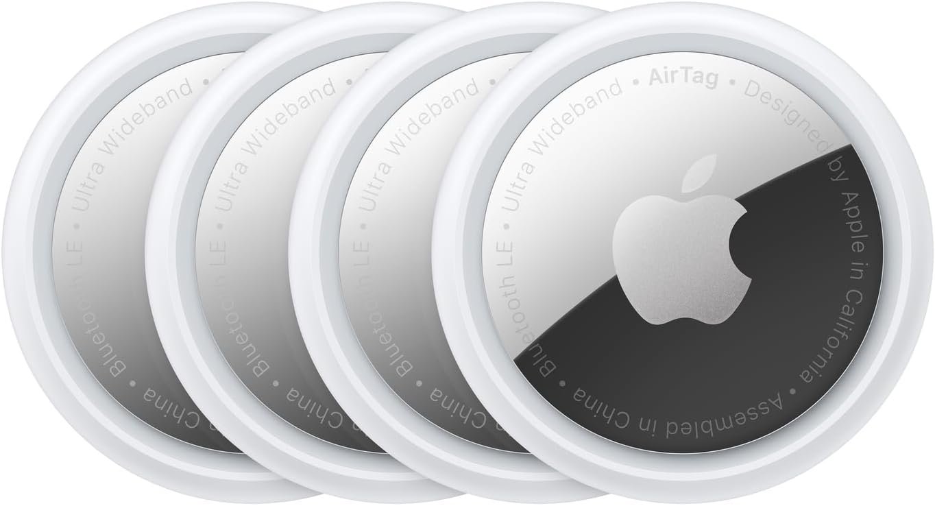 Apple AirTag (1st Generation) – 4 Pack. Keep Track of and find Your Keys, Wallet, Luggage, Backpack, and More. Simple one-tap Set up with iPhone or iPad, Bluetooth