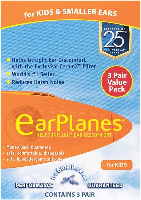 Original Children’s EarPlanes by Cirrus Healthcare Ear Plugs Airplane Travel Ear Protection 3 Pair BONUS VALUE PACK