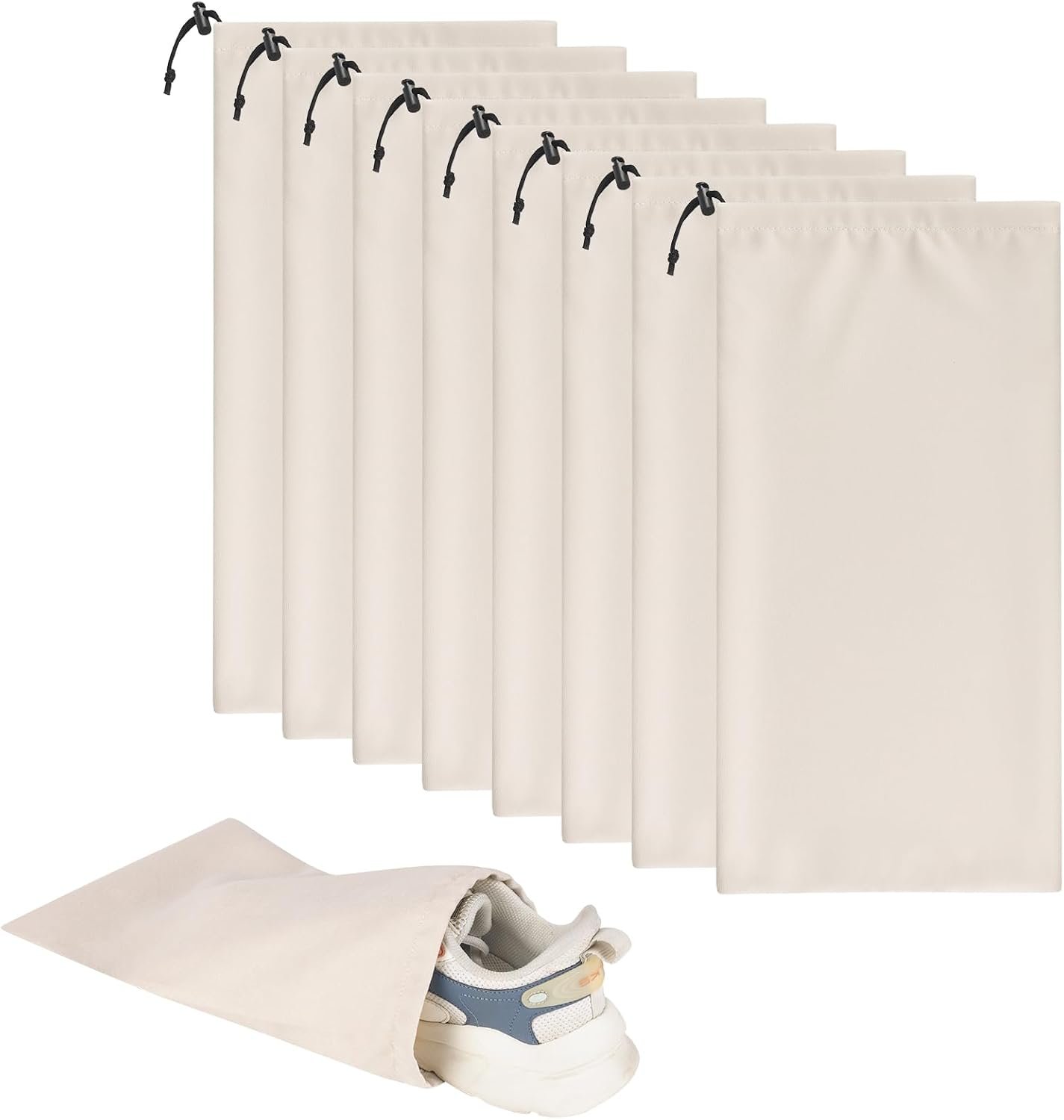 8 Pcs Single Shoe Bags for Travel with Drawstring,18″X9″,Beige