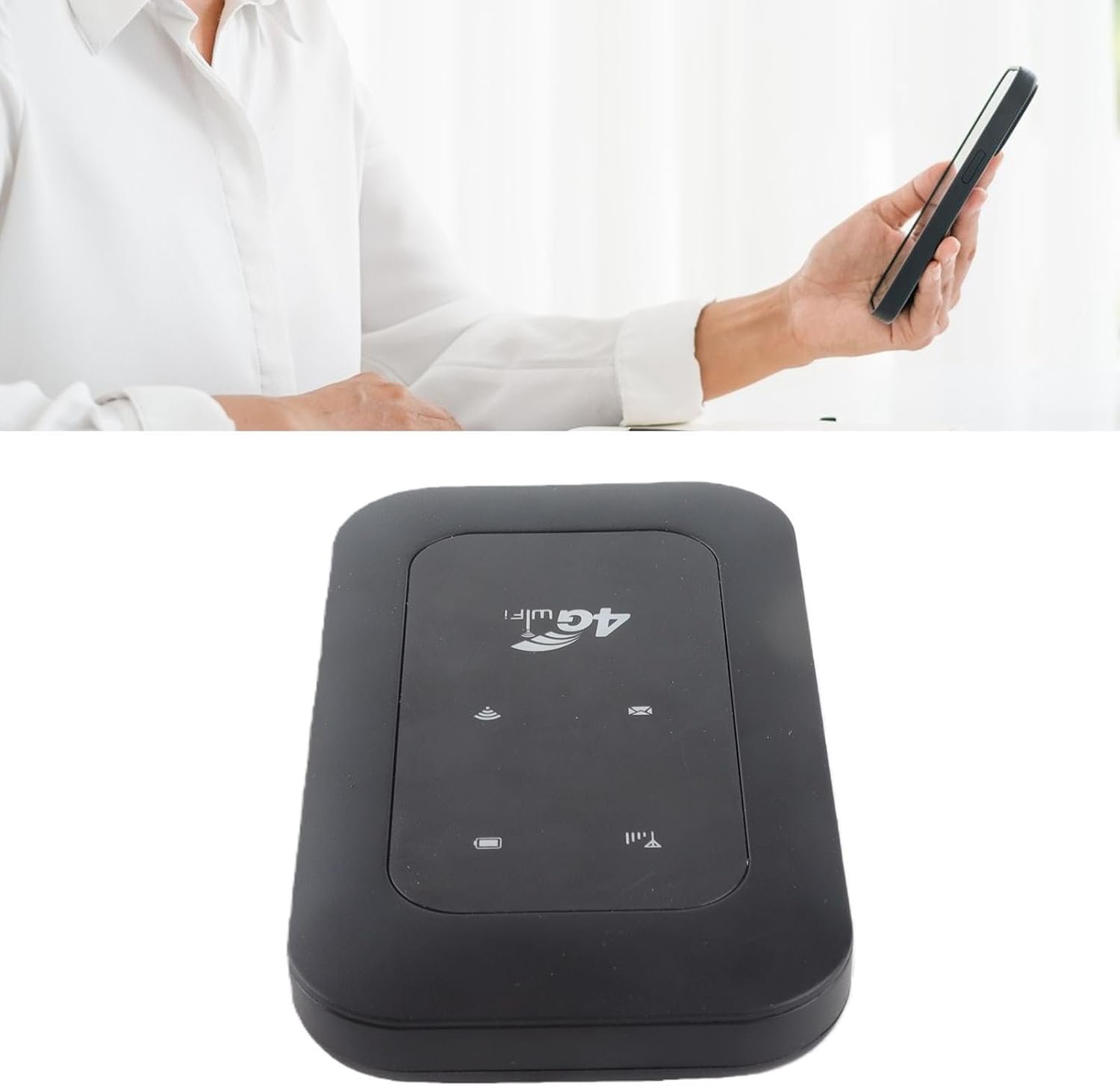 LICAEVEY 4G Portable WiFi Hotspot, 300Mbps High Speed Mobile Router with SIM Card Slot and Indicator Display, 10h Battery for Travel, Supports 10 Devices, for Travel, Home, Gaming