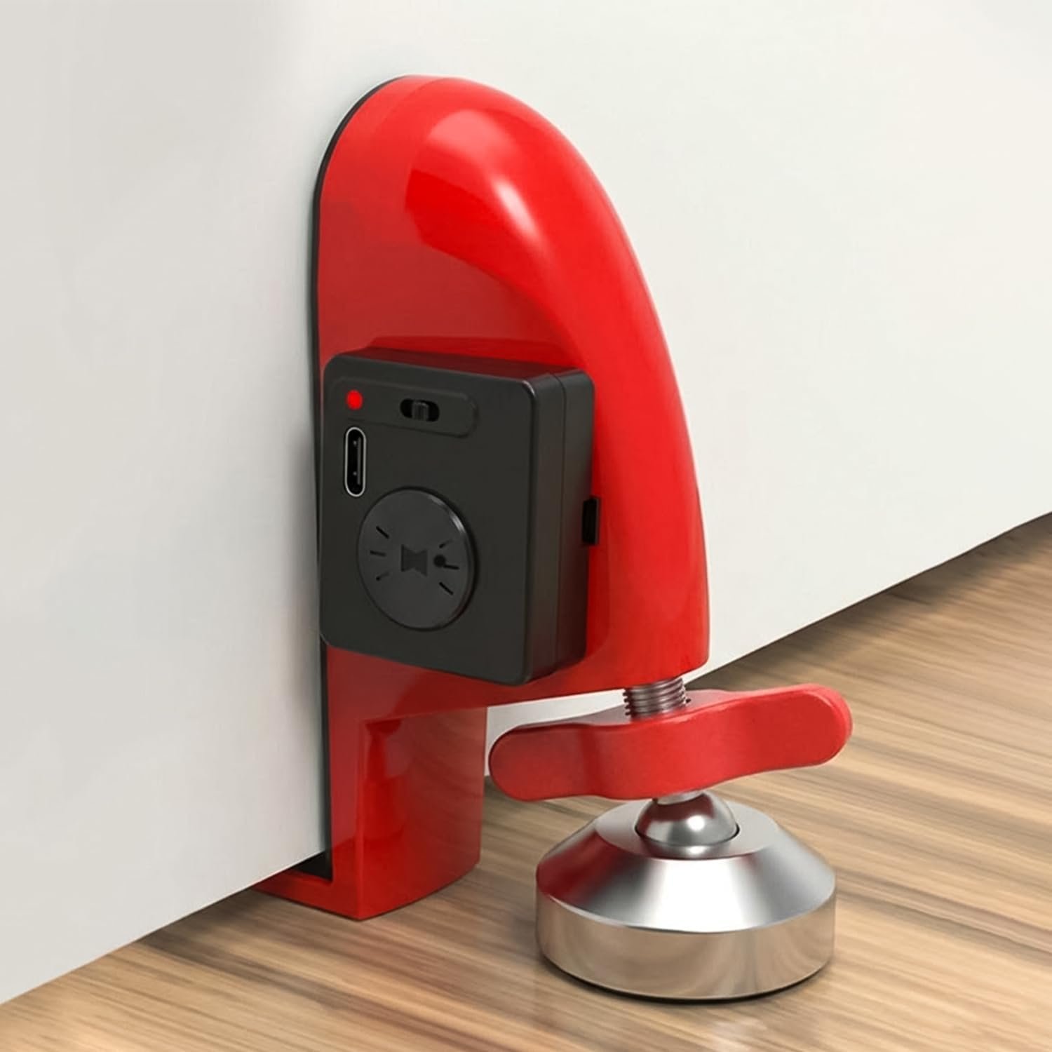 Portable Alarm Door Stopper, Rechargeable Door Jammer, Anti Theft Blocker for Hotel Room & Apartment Safety, Easy Installation Travel