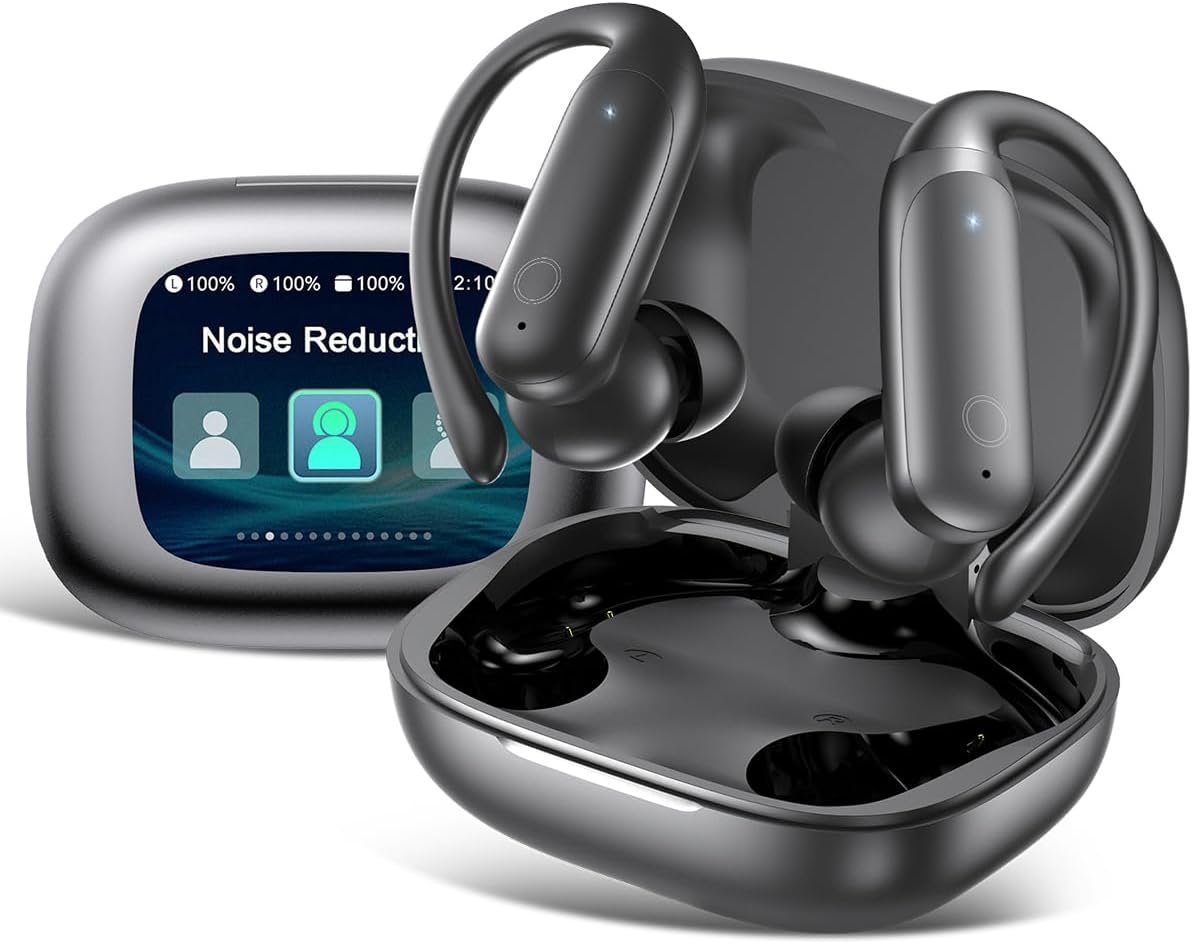 Wireless Earbuds Bluetooth 6.0 with ANC Touchscreen 40H Bass, Carbon Gray