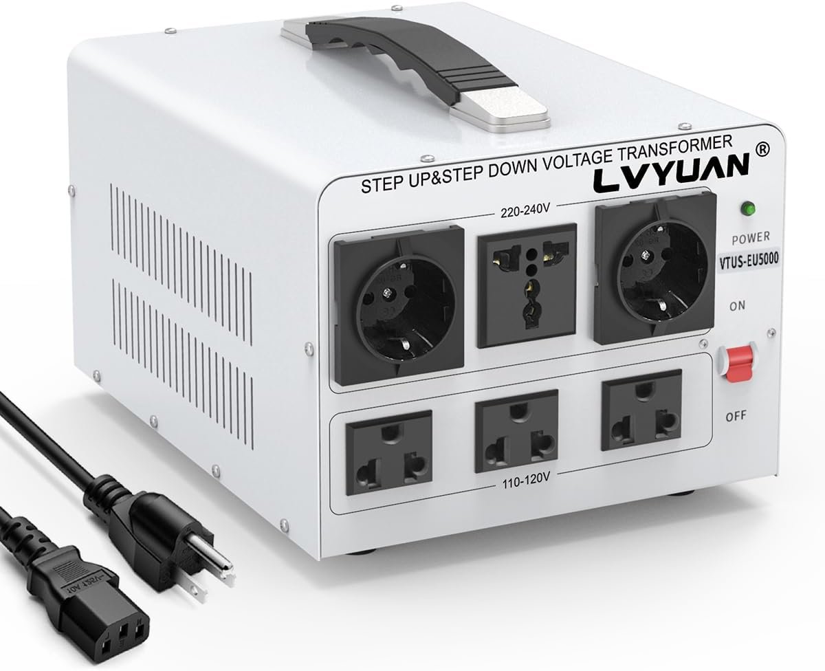 LVYUAN 5000W Voltage Transformer Power Converter Step Up 110V to 220V, Step Down 220V to 110V, 110/120 Volt – 220/240 Volt