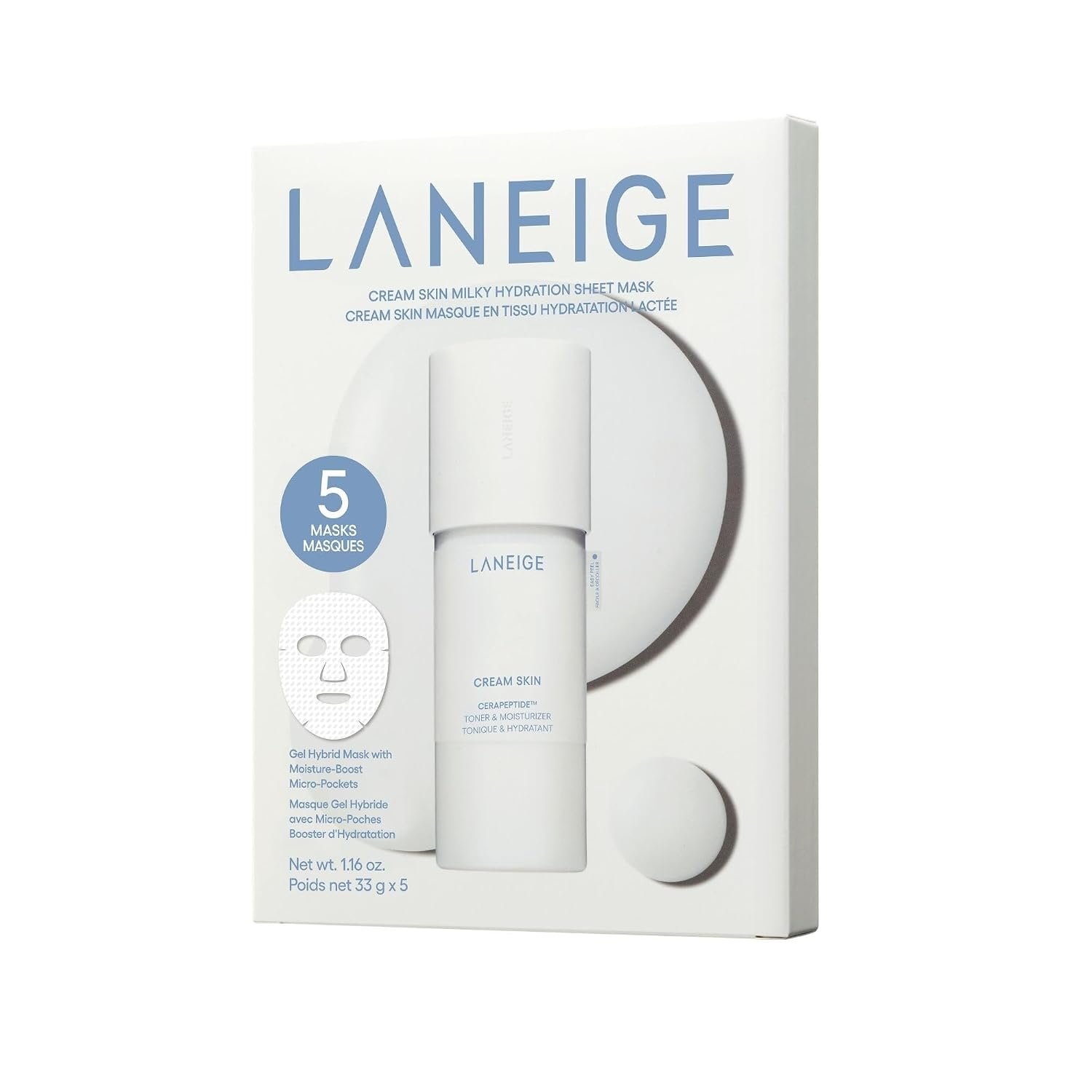 LANEIGE Cream Skin Toner & Moisturizer: Lightweight Refillable Korean Milky Toner with Ceramide & Peptide for Hydration, Firming, & Barrier Support