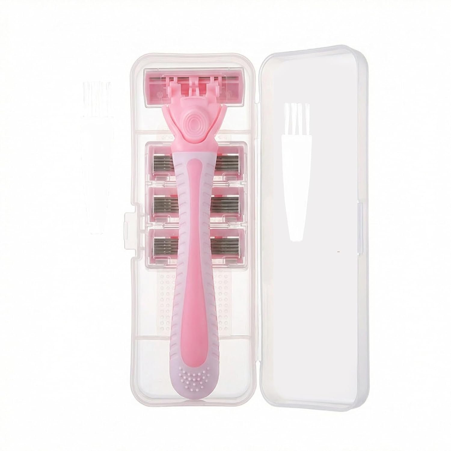 1 Women’s Razor Kit, Travel Razors for Women with Cleaning Brush,Facial Bikini Leg Hair Removal, Portable Face,Ladies Shaving with 4 Blades(Pink)