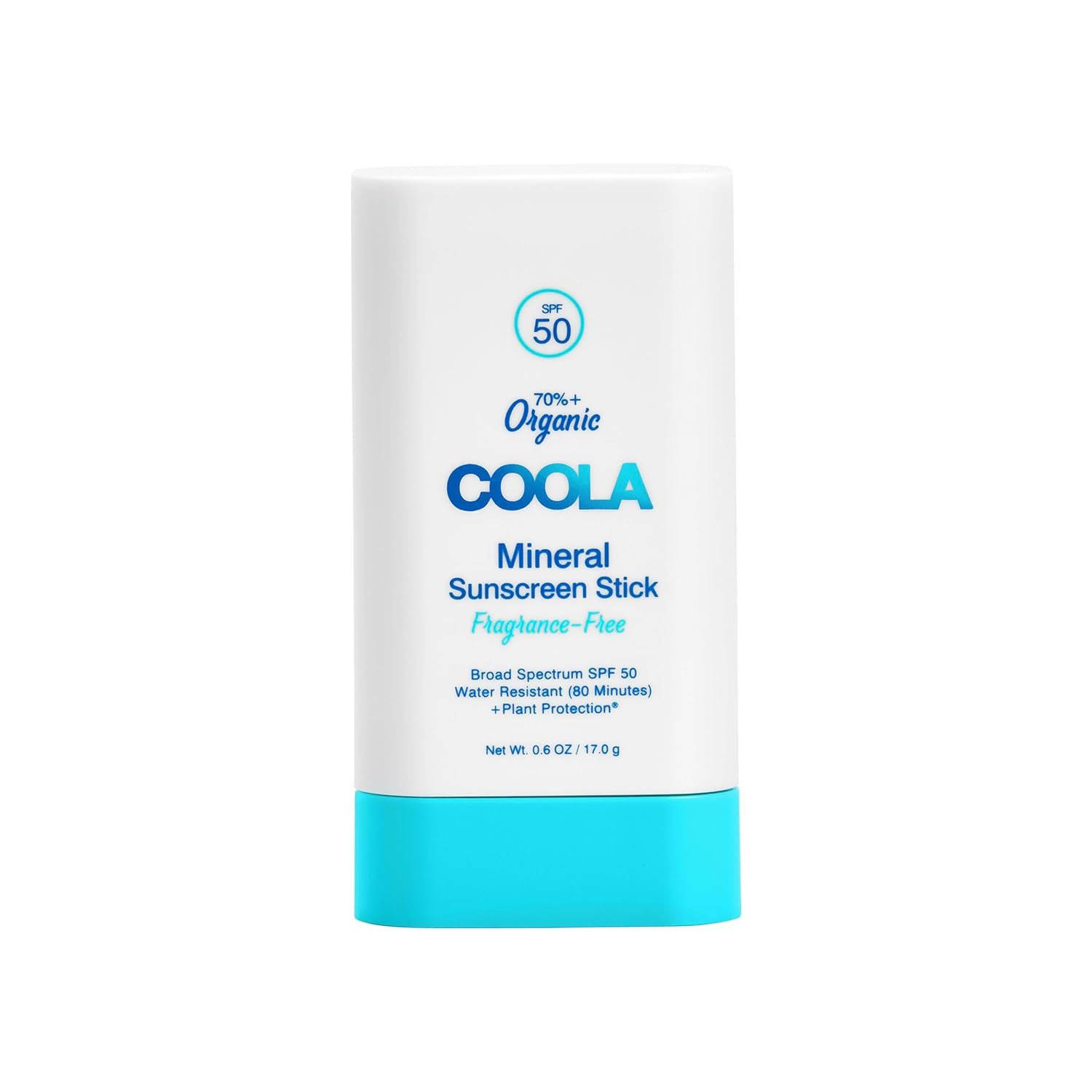 COOLA Mineral Sunscreen Stick SPF 50, Face & Body, Fragrance Free, 0.6 oz