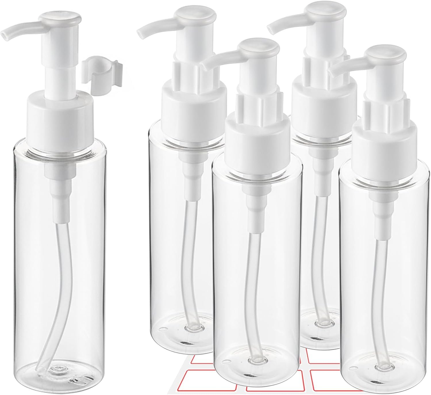 5 Pack 3.4Oz/100ml TSA Approved Travel Pump Bottle