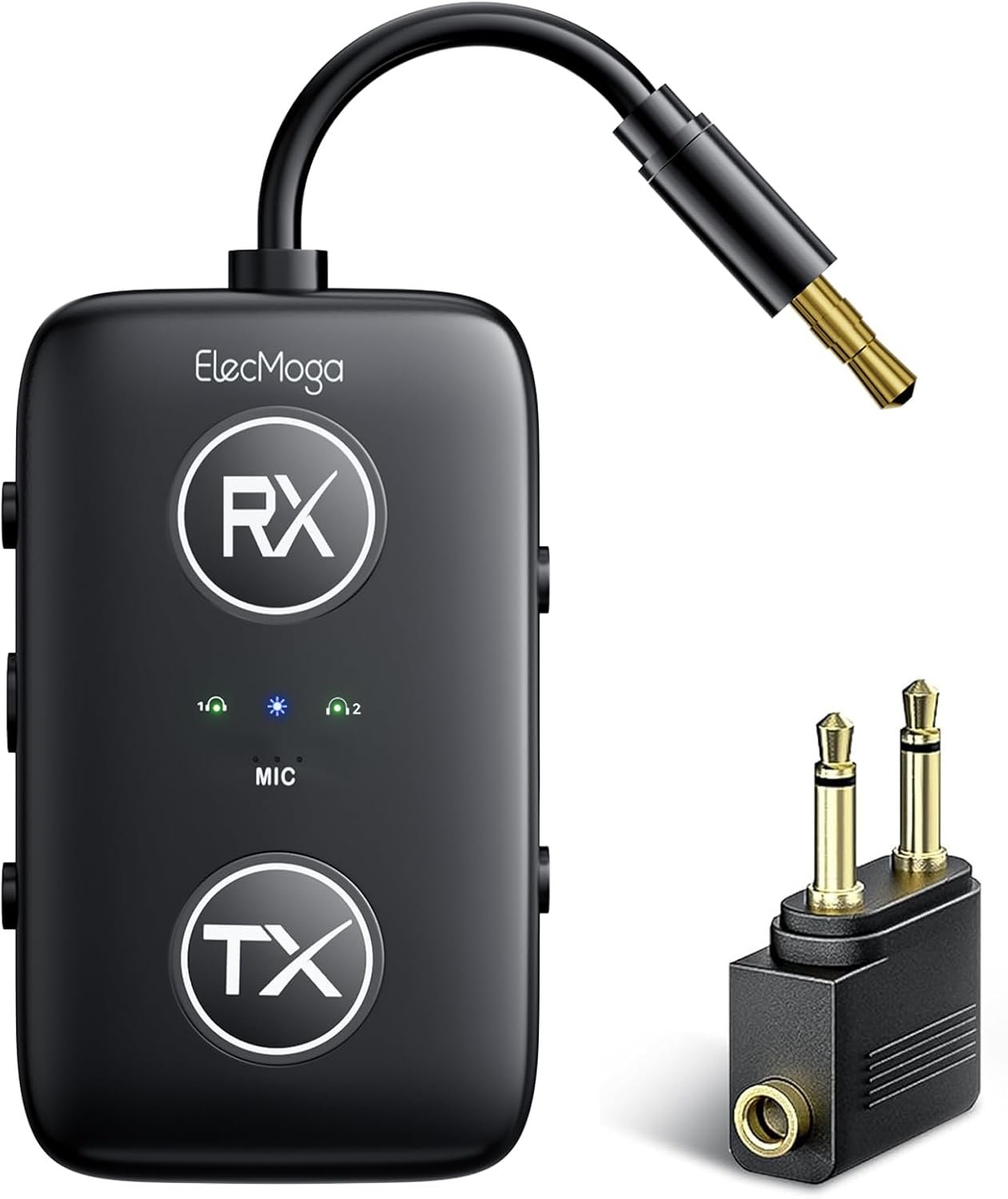 Airplane Bluetooth Adapter for Headphones,Qualcomm Chipset,Black