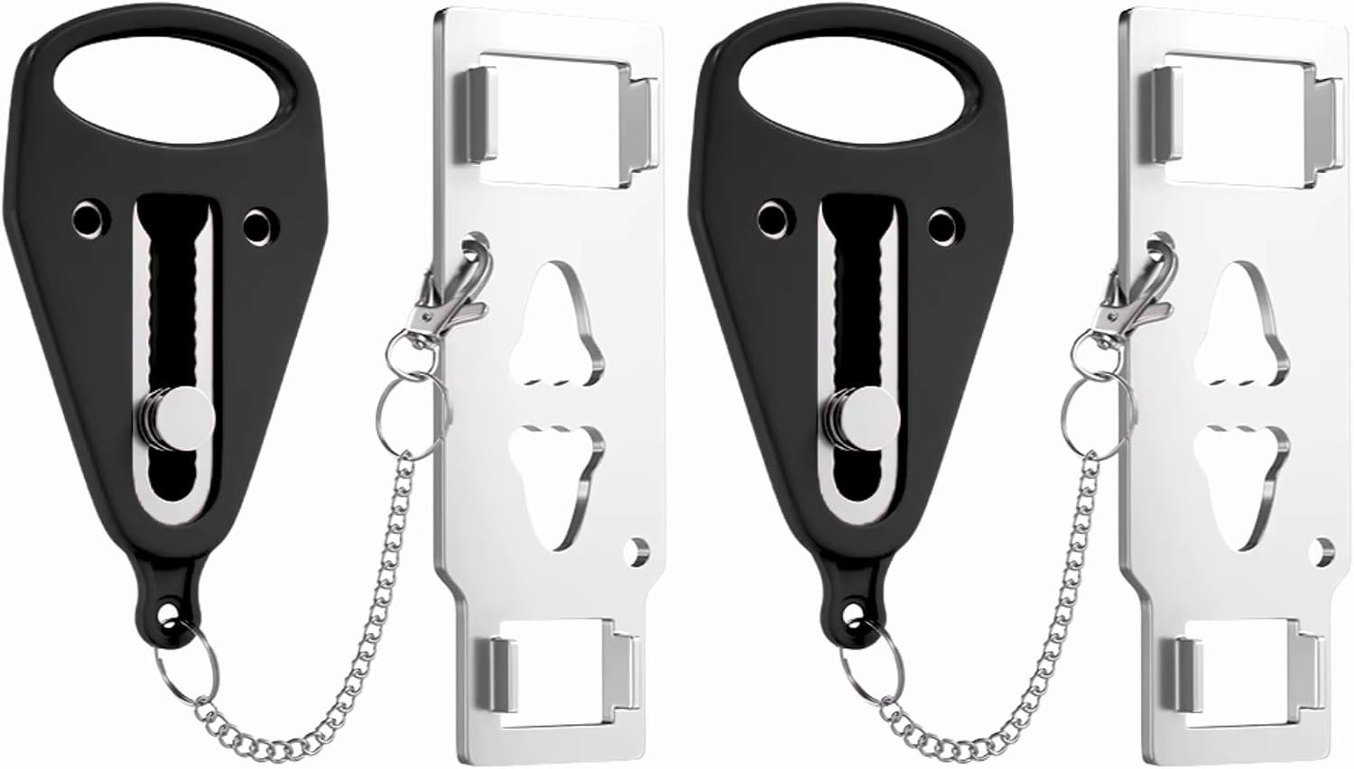 Portable Door Lock 2 Pack for Travel – Hotel Door Locks for Travelers Security – Door Safety Lock from Inside for Home & Apartment – Travel Locks for Hotel Rooms – (Black)
