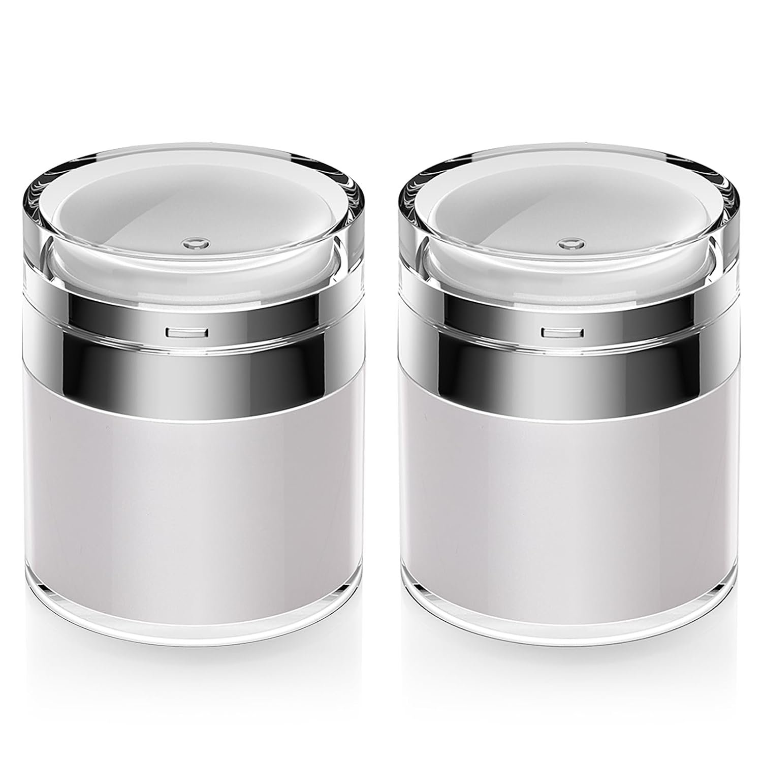 KaiNaDi Airless Pump Jar, 1.7 oz Refillable Cream Container, 2 Pack