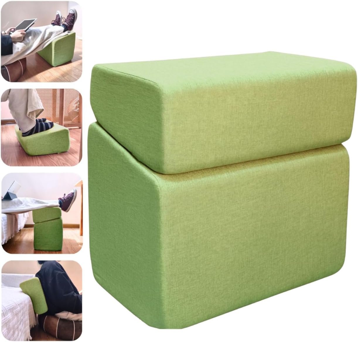 Avocado Adjustable Foot Rest for Under Desk at Work – Ergonomic Linen Memory Foam Footrest Pillow with Breathable Washable Cover, DIY Height Adjustment for Office Chair, Gaming, Home & Travel Use
