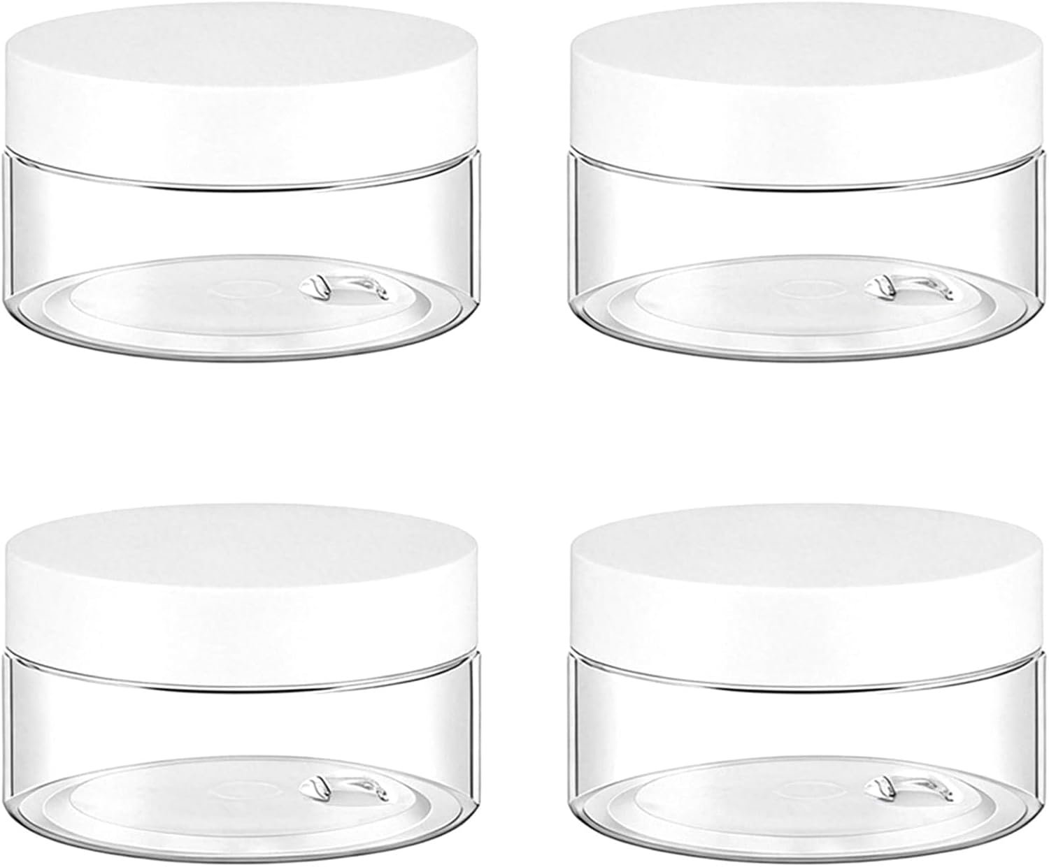 TUZAZO 4 Pack 1 Oz Plastic Containers Small Jars with White Lids